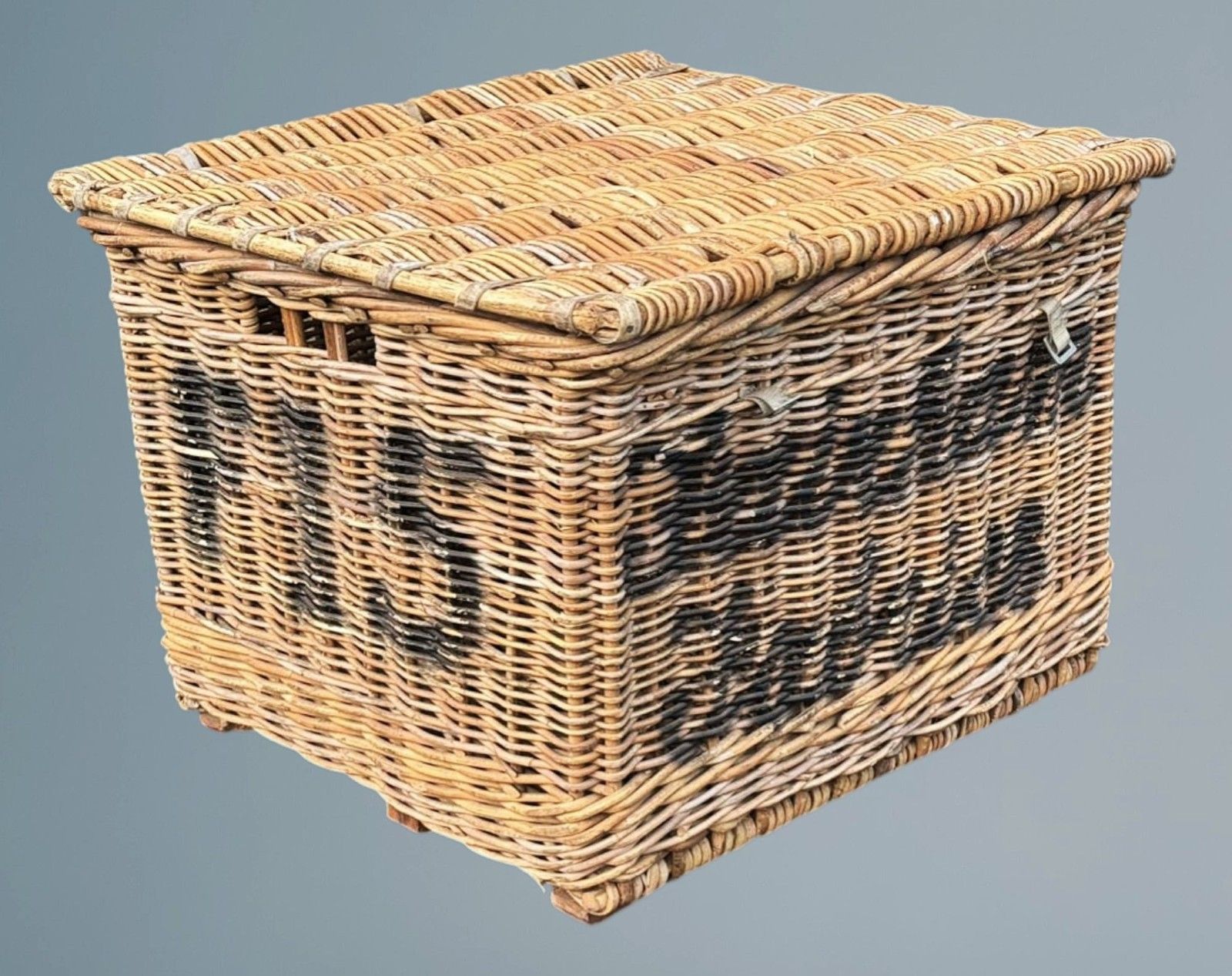 Large Antique Wicker Basket /Log Basket photo for sale