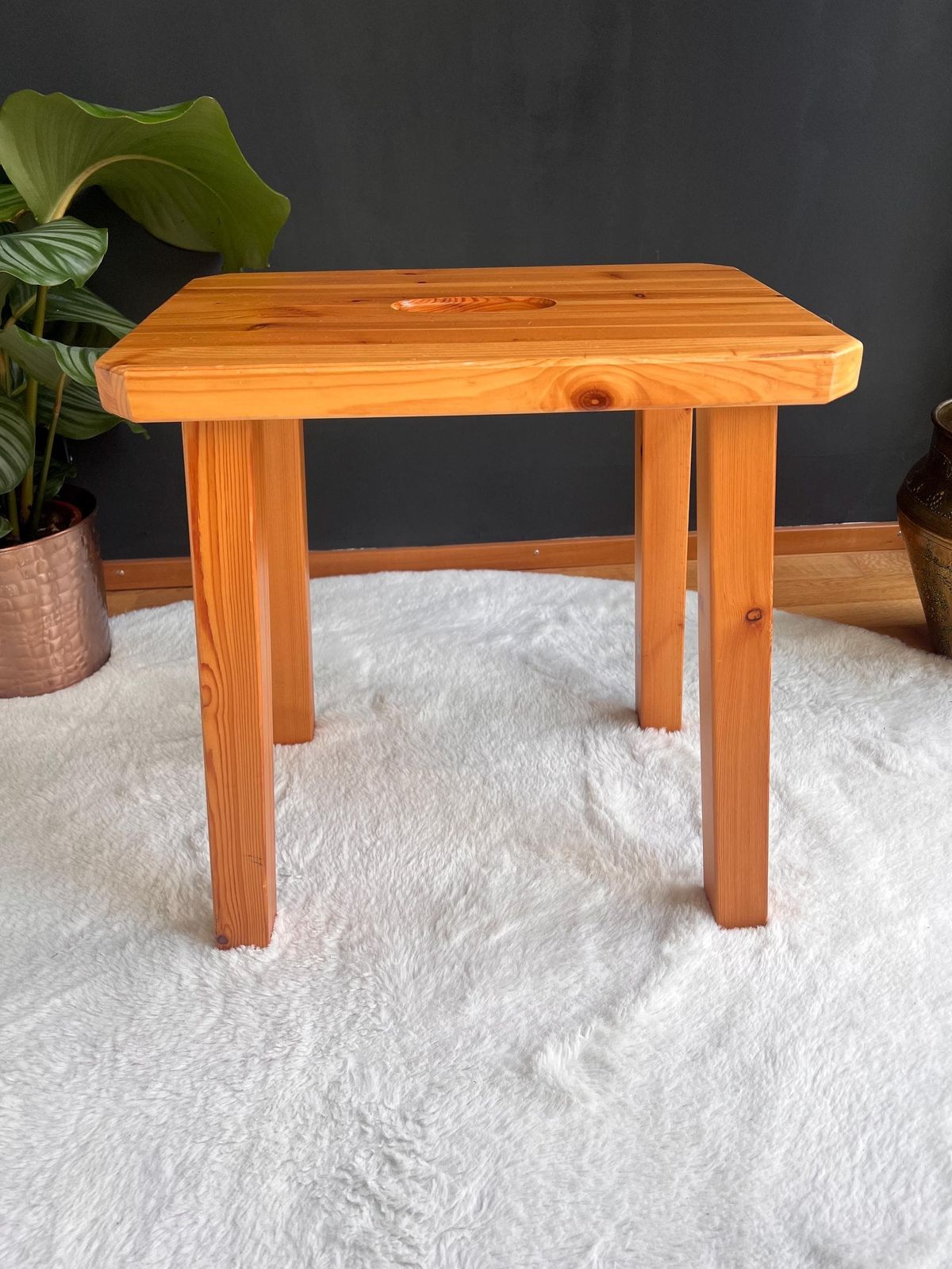 Solid Pine Cabin Stool, Switzerland, 1970 photo buy