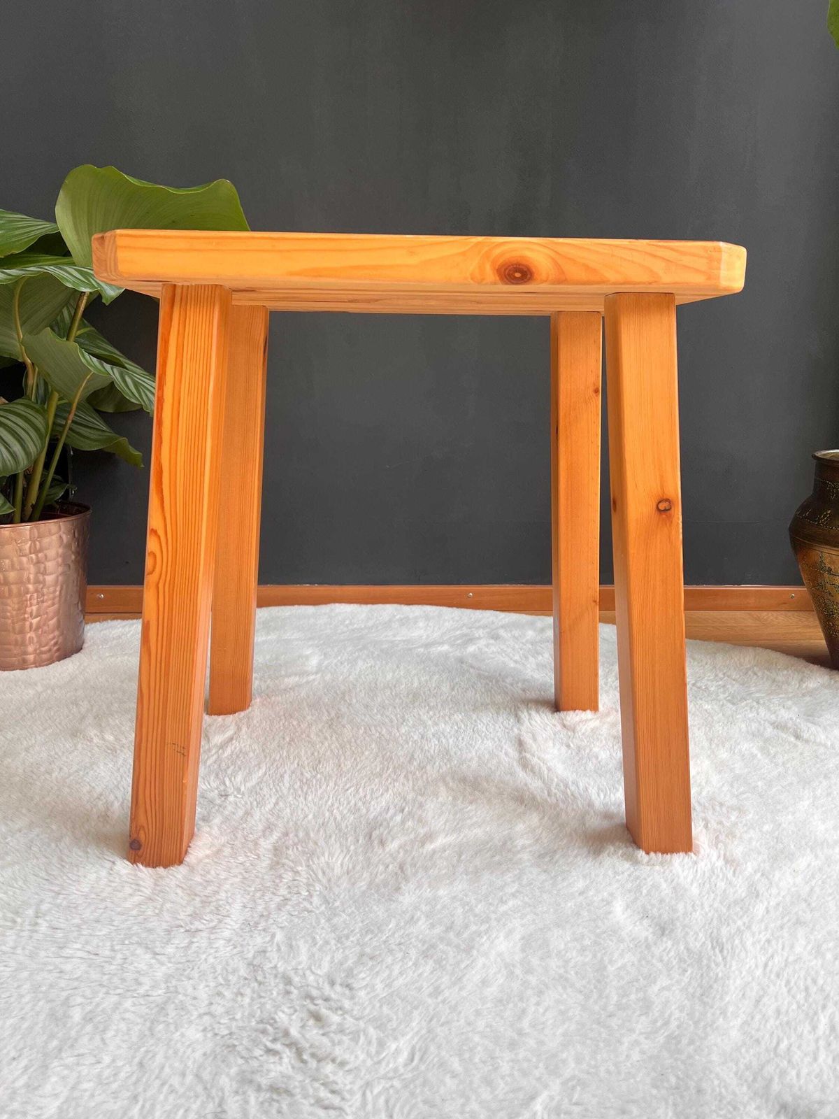 photo furniture Solid Pine Cabin Stool, Switzerland, 1970