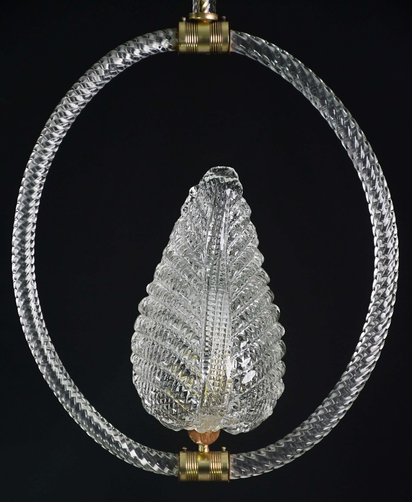 Charming Transparent Art Decò Barovier E Toso Pendant Light Murano Glass, 1940s photo vinterior