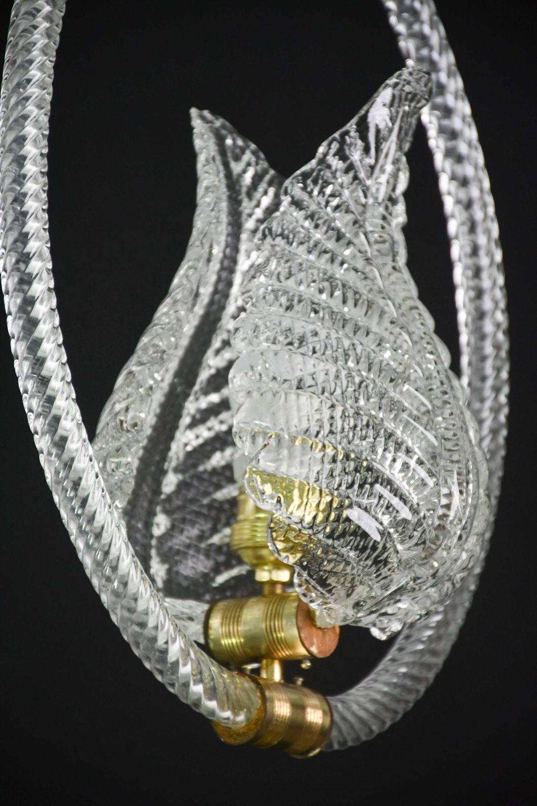 photo for sale Charming Transparent Art Decò Barovier E Toso Pendant Light Murano Glass, 1940s