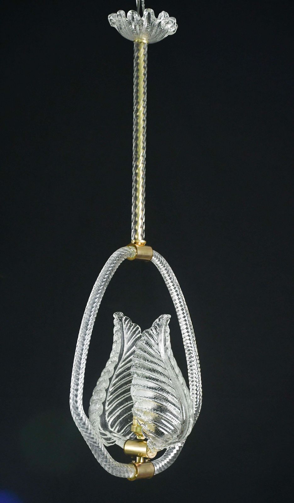 photo furniture Elgant Transparent Art Decò Barovier E Toso Pendant Light Murano Glass, 1940s