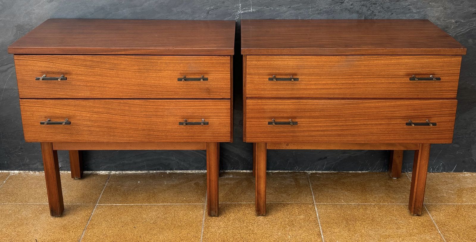 Pair Of Scandinavian Mid Century Modern Nightstands With Two Drawers, 1960 photo for sale