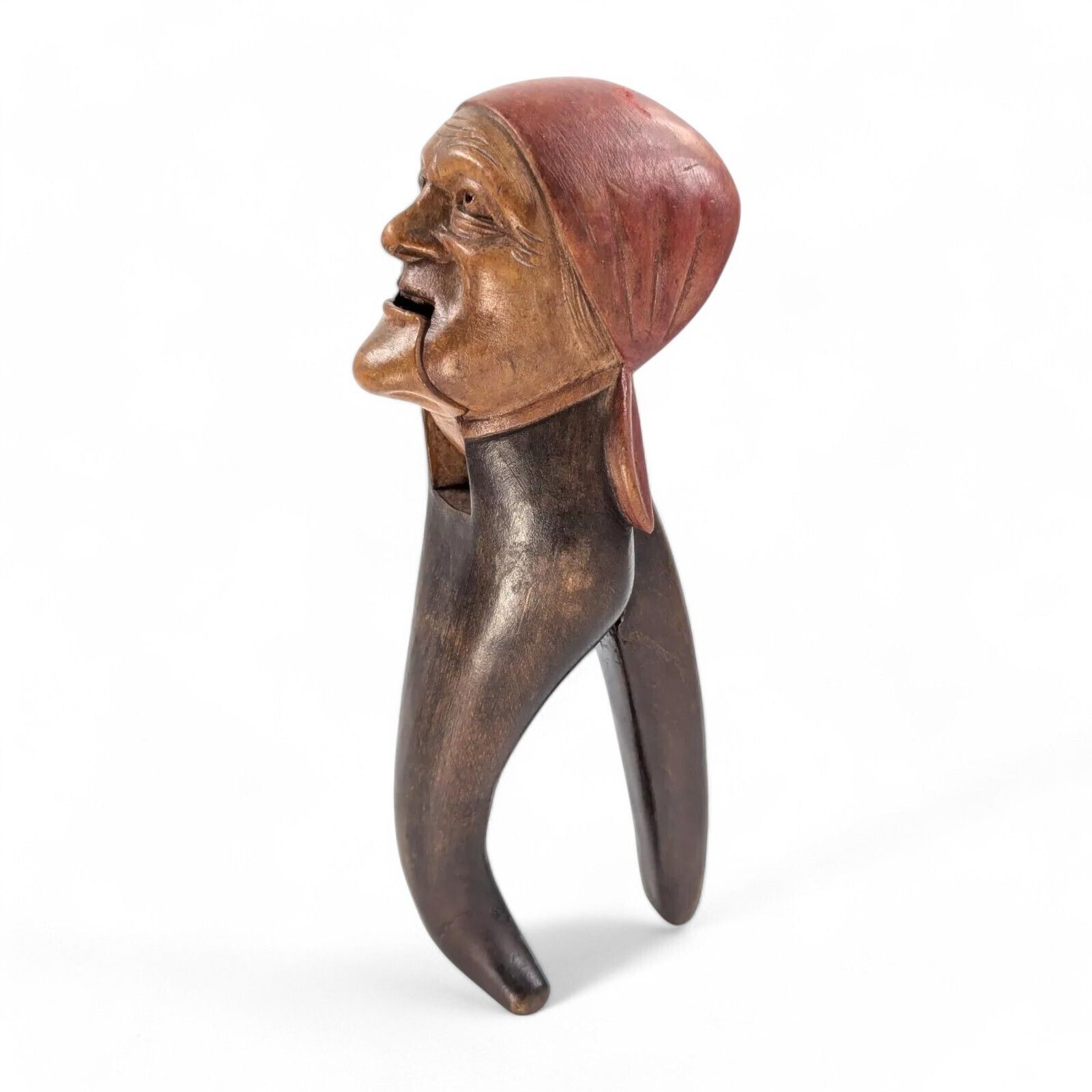 Black Forest Carved Wood Nutcracker, Grotesque Woman’s Head Folk Art C. 1890s photo Home Decor