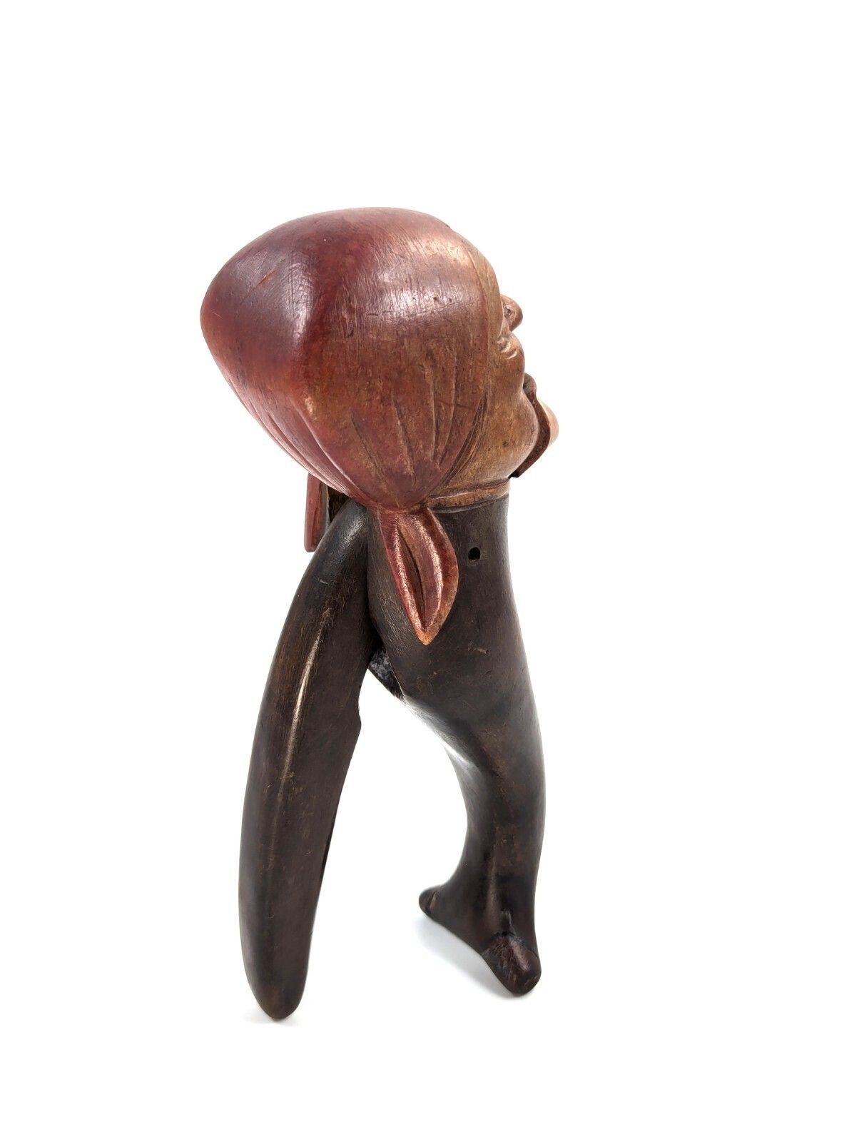 Black Forest Carved Wood Nutcracker, Grotesque Woman’s Head Folk Art C. 1890s photo vintage