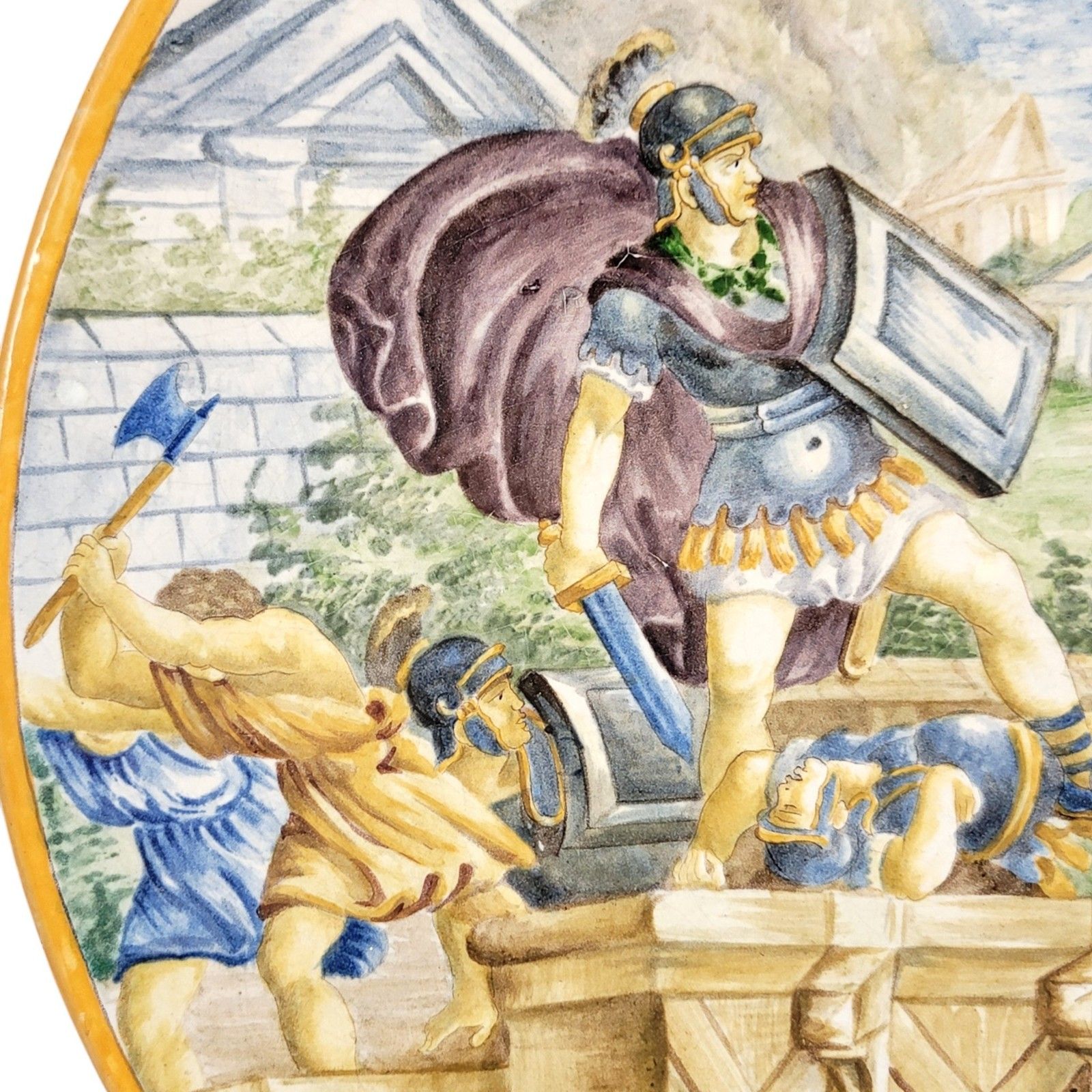 Large Italian Pesaro Maiolica Istoriato Charger, C. 1890–1915 photo vinterior