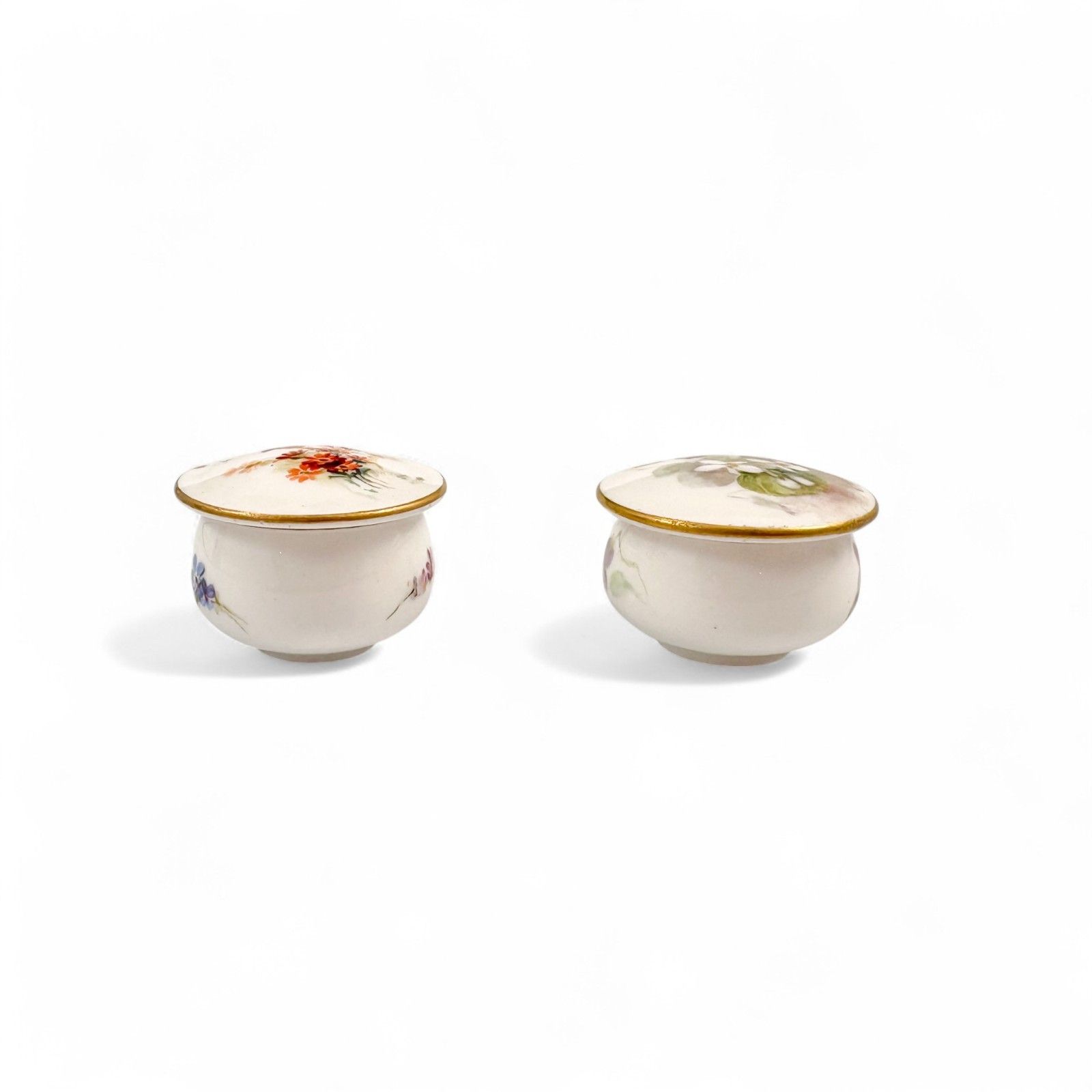 Antique Royal Worcester Hand Painted Porcelain Pill Boxes Pair 1899, 1915 photo Home Decor
