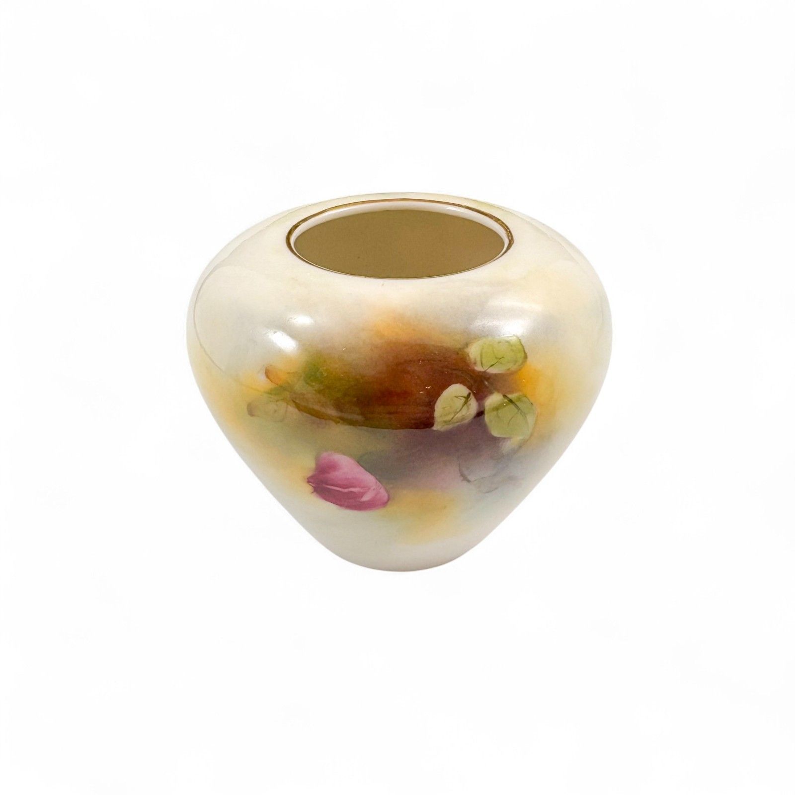 Edwardian Royal Worcester 1912 Hand Painted Rose Vase Blush Porcelain G210 photo for sale