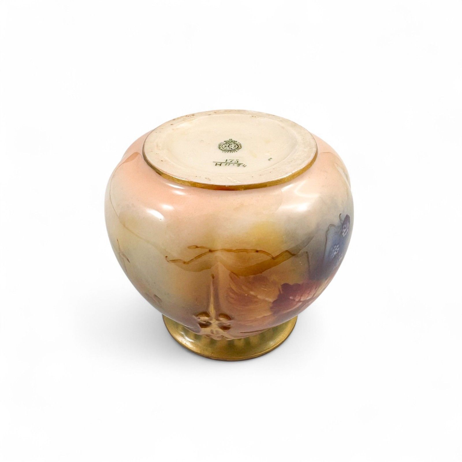 Antique Edwardian Royal Worcester Porcelain Floral Fruit Vase 1910 Blush Moulded photo vinterior