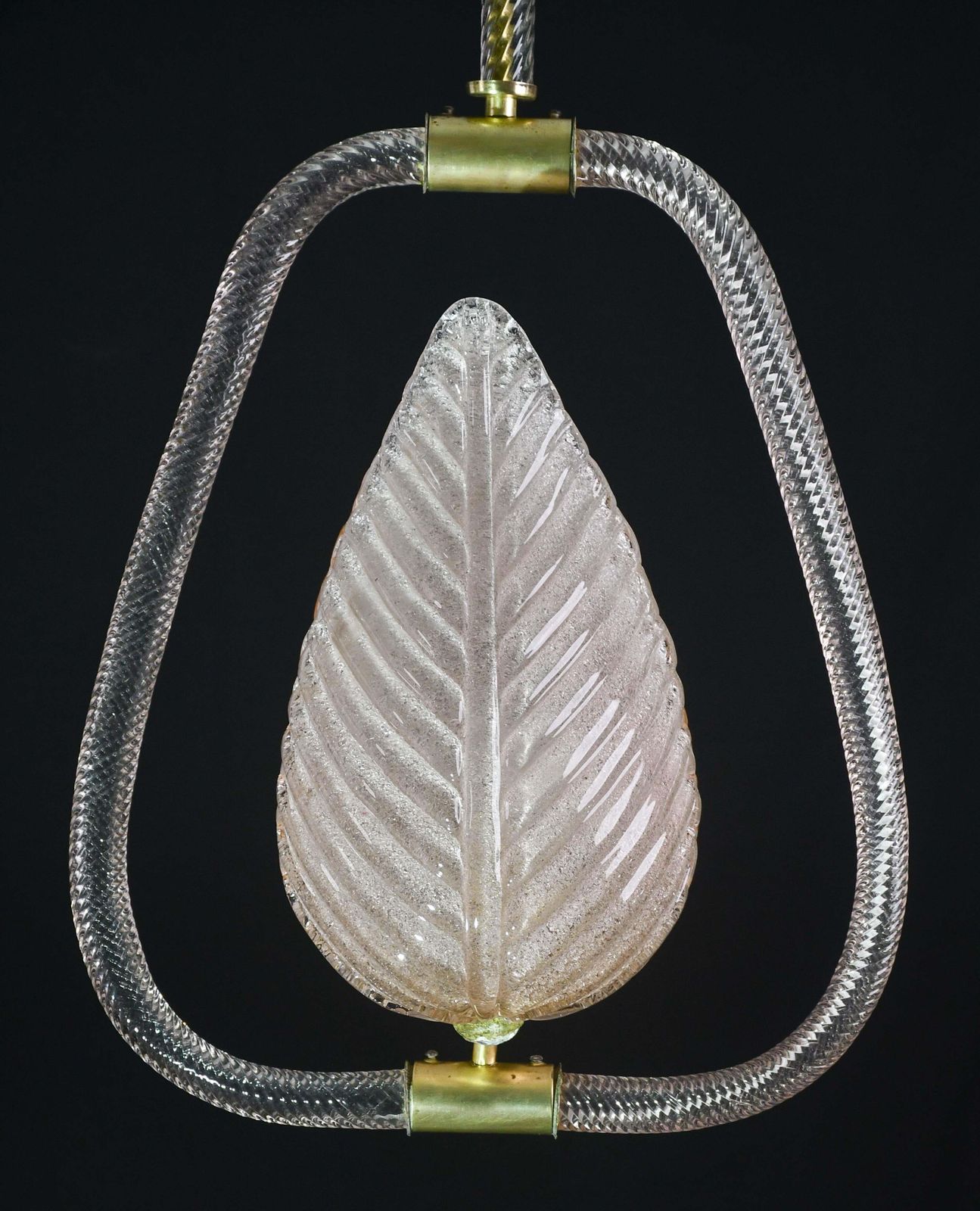 Lighting Elgant Pink Art Decò Barovier E Toso Pendant Light Murano Glass, 1940s photo