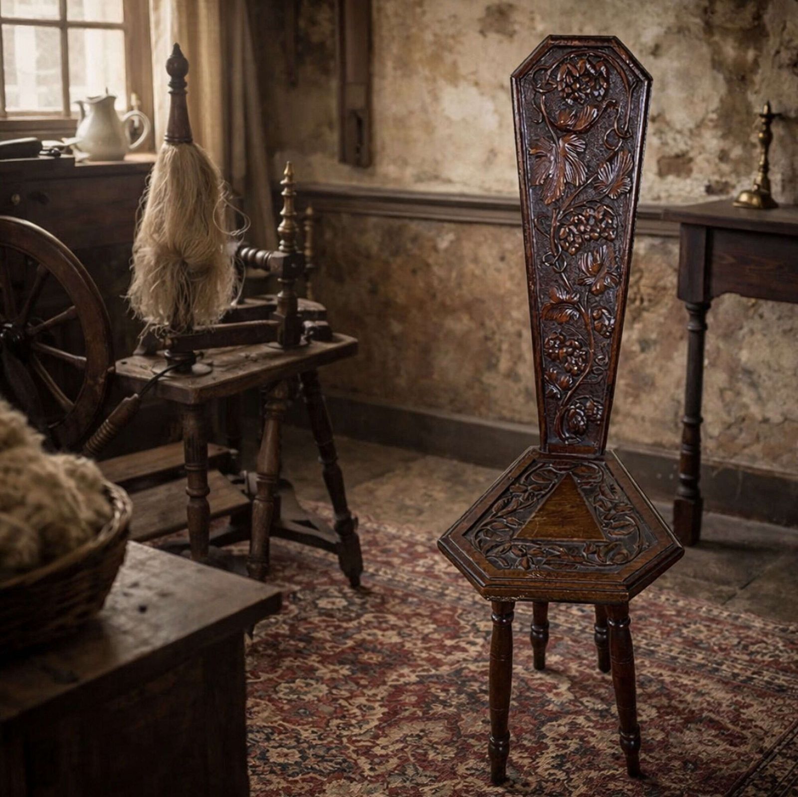 A Lovely Welsh Spinning Chair, 1910s photo furniture