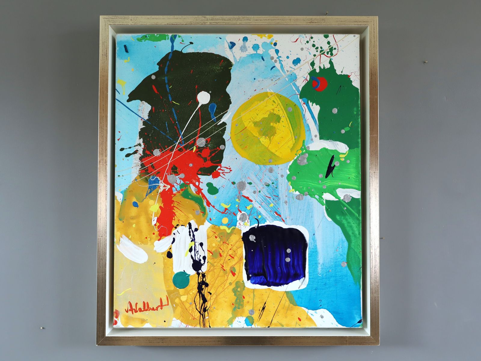 Modernist Abstract Swedish Painting   Chromatic Constellation