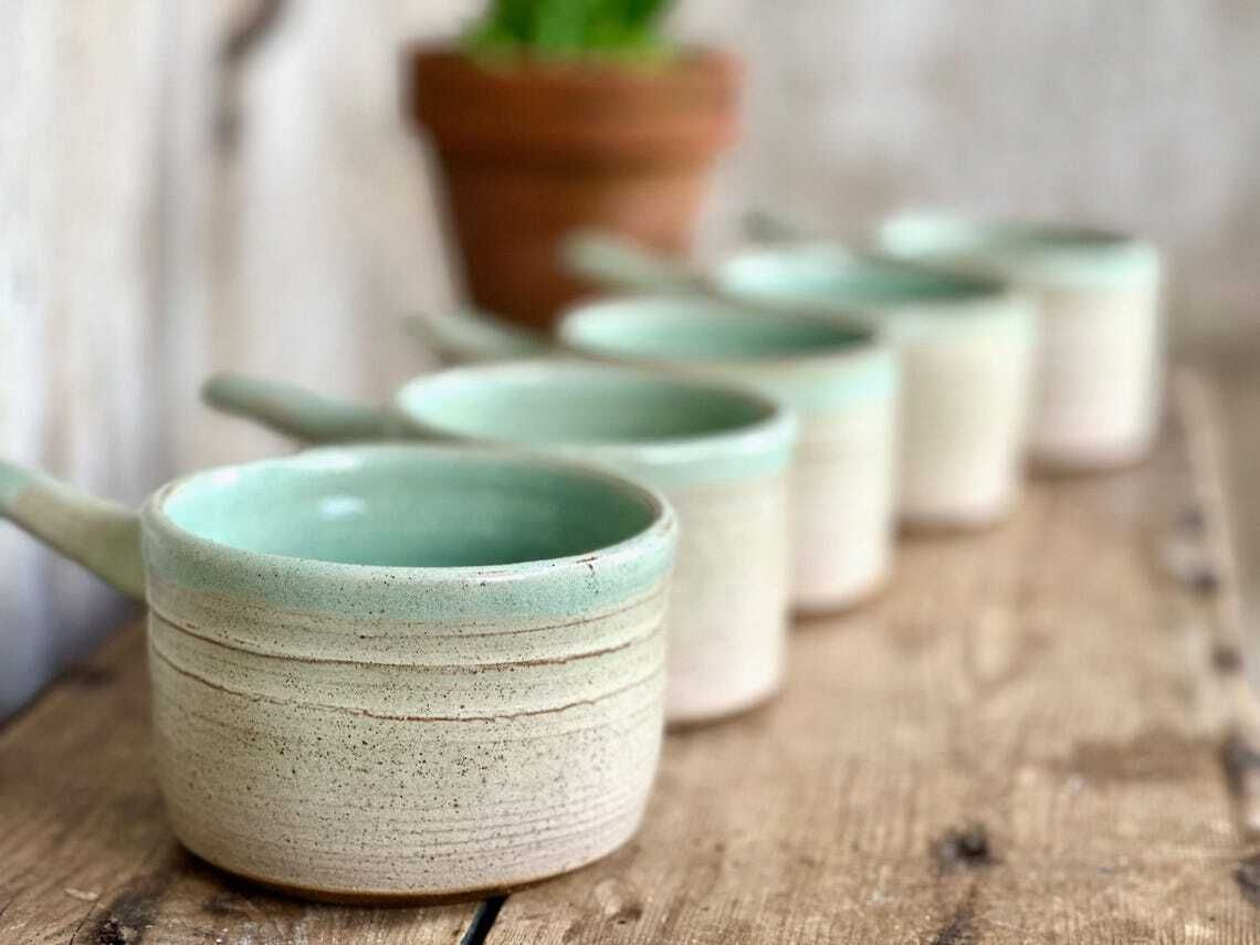 Set Of 5 X Vintage Studio Pottery Soup Crocks Bowls Mugs