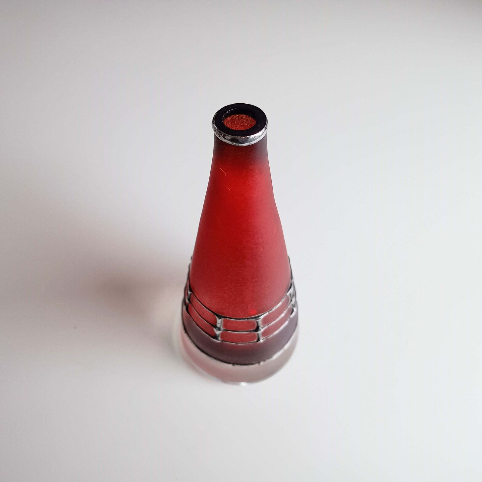 Sculptural Art Glass Vase By Miracle: Silver Overlay, Controlled Base Bubble, Czech Bohemia photo vintage