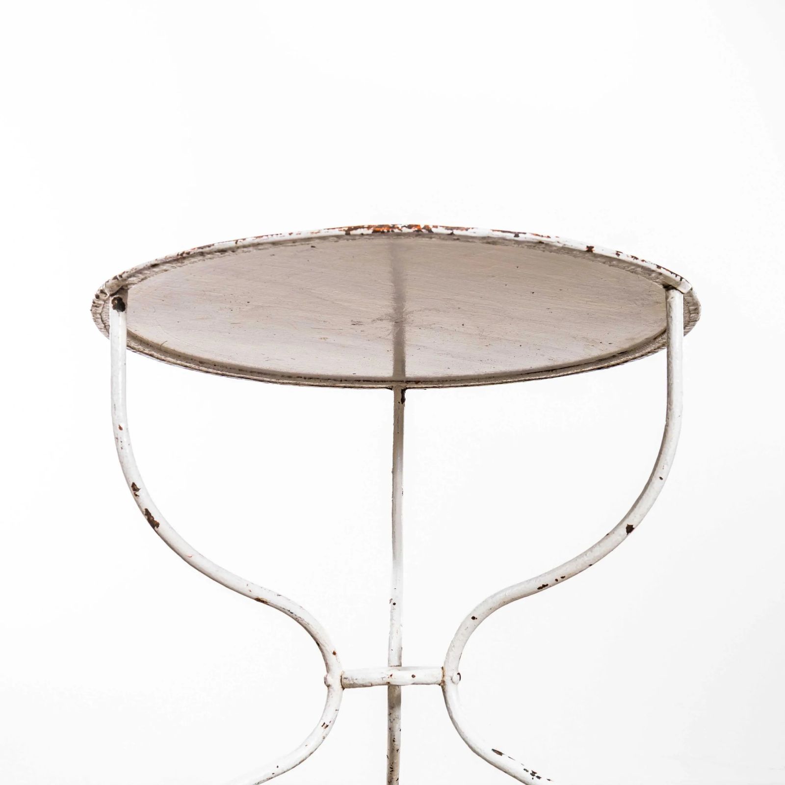 1950’s French White Metal Round Small Gueridon Table photo vinterior