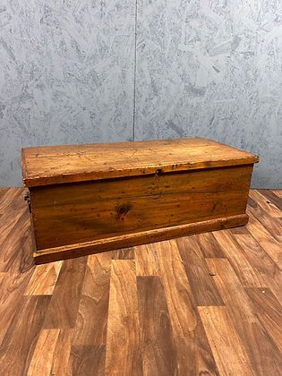 An Antique Blanket Storage Box Chest Trunk In Pine Stamped G Wood photo furniture
