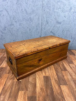 An Antique Blanket Storage Box Chest Trunk In Pine Stamped G Wood photo Furniture