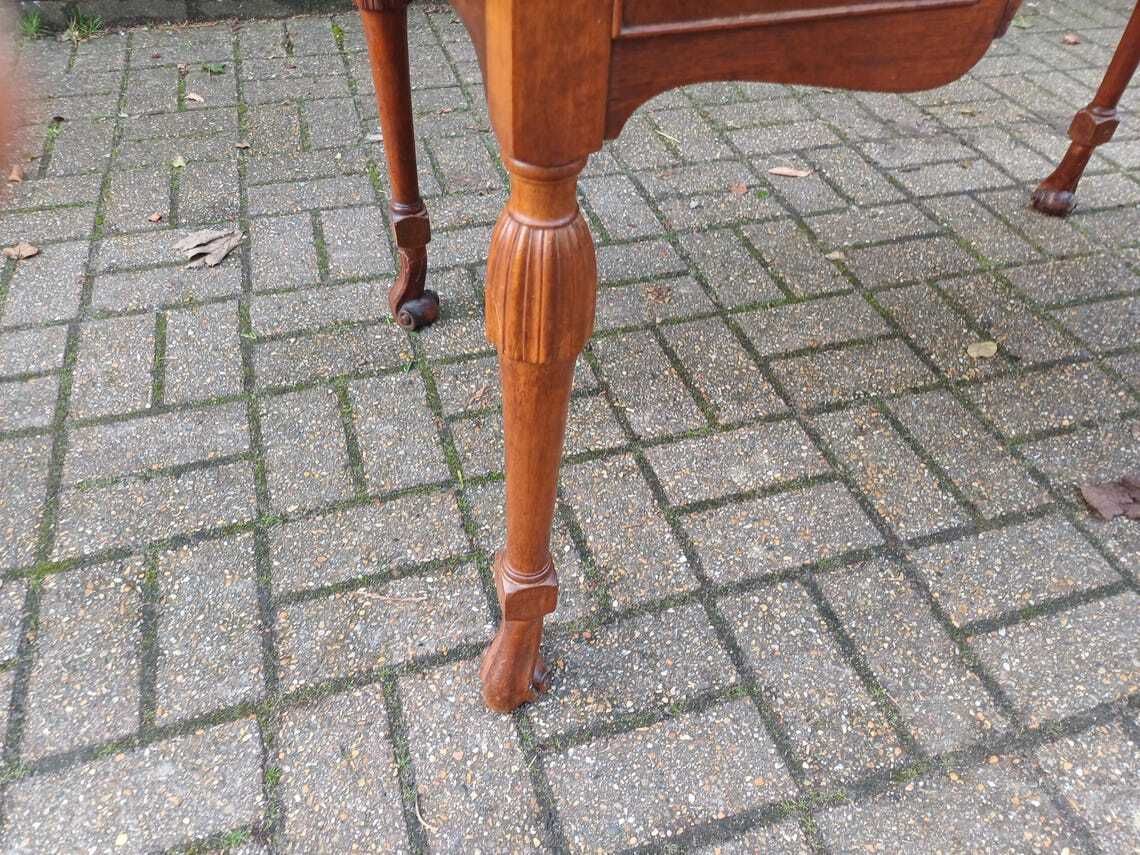 Early 20th Century Continental Mahogany Desk Table Three Drawers Brass Handles Veneered Fronts Quality Craftsmanship photo vintage
