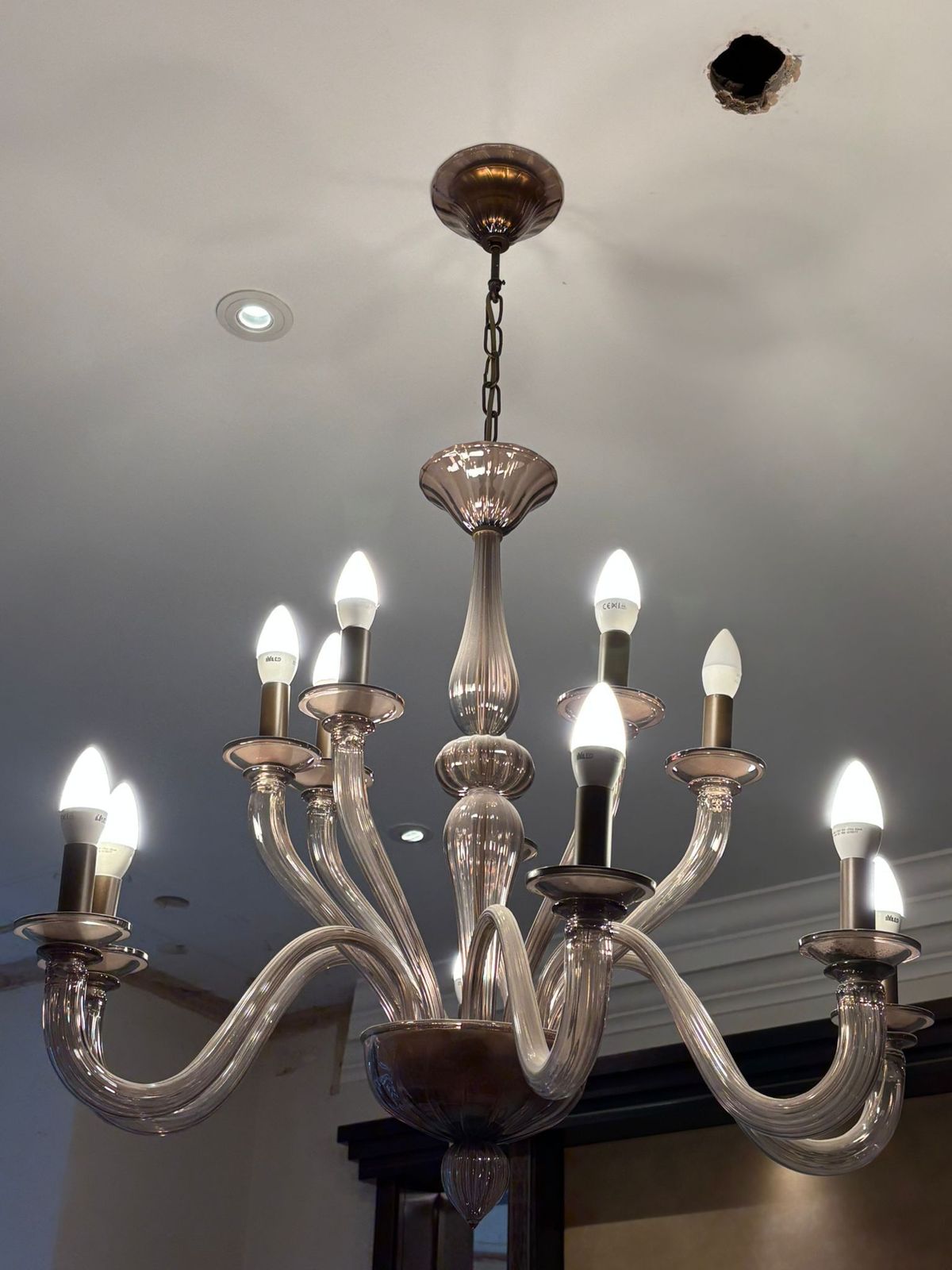 Vivienne Murano Chandelier (12 Light   6+6) In Fume
