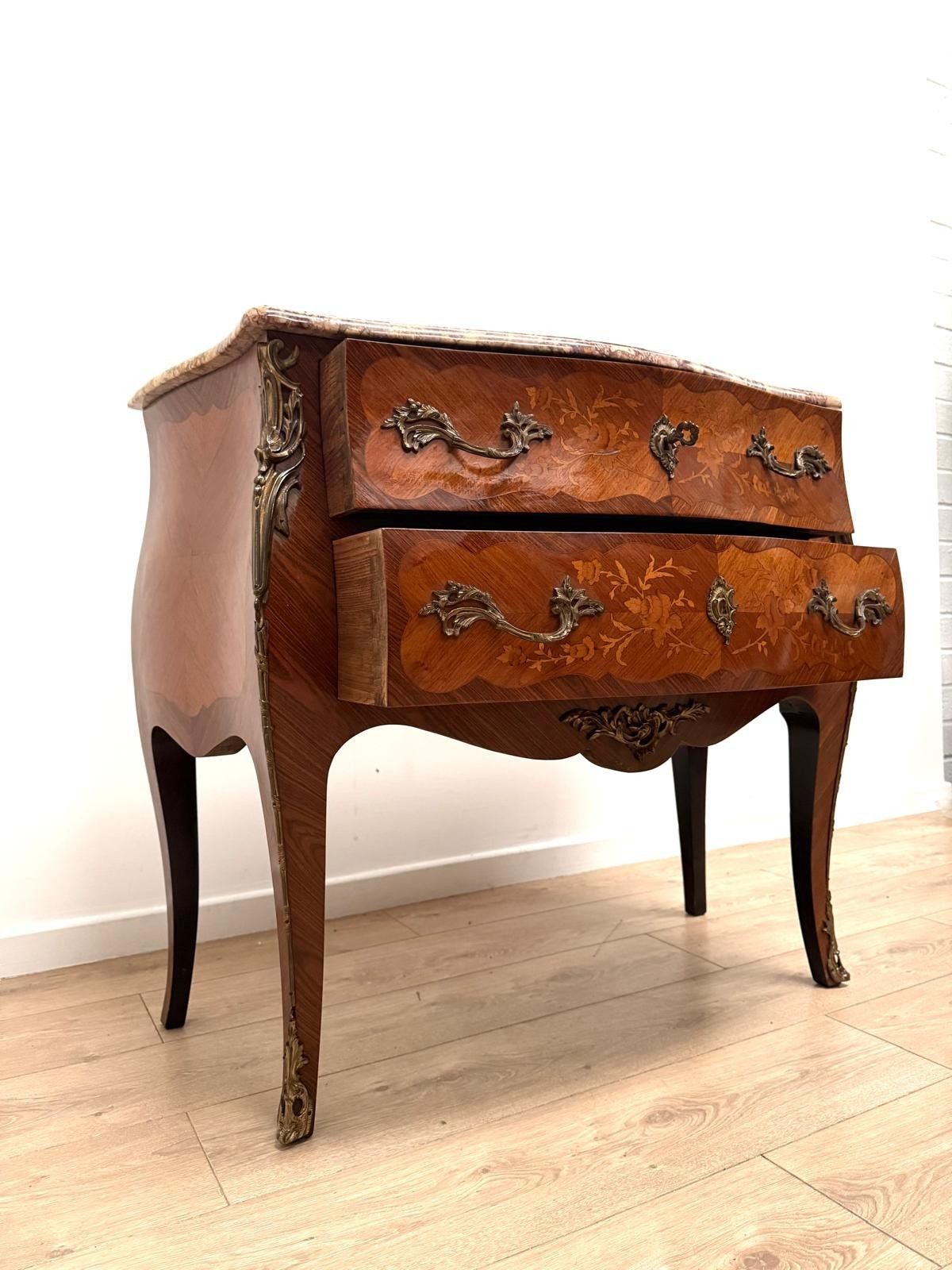 Louis XV Style Commode Superb Rare Sienna Pink Marble Delivery Available 0024 photo furniture