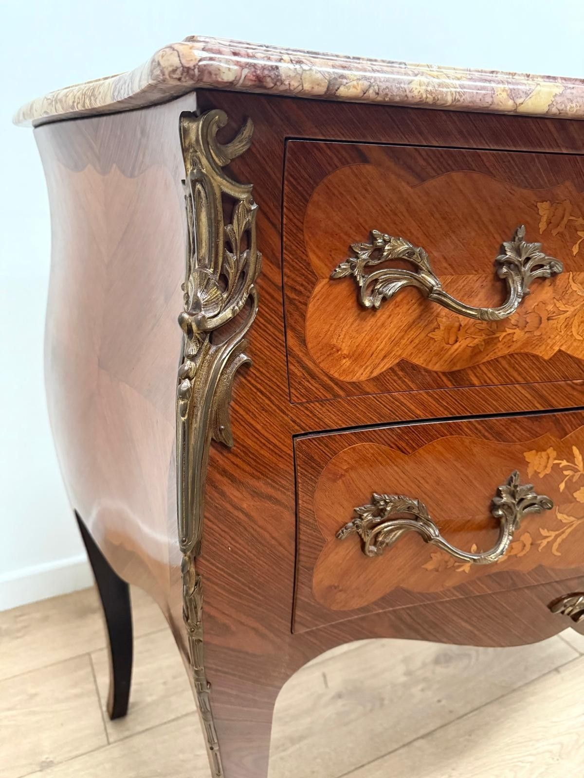 Louis XV Style Commode Superb Rare Sienna Pink Marble Delivery Available 0024 photo vinterior