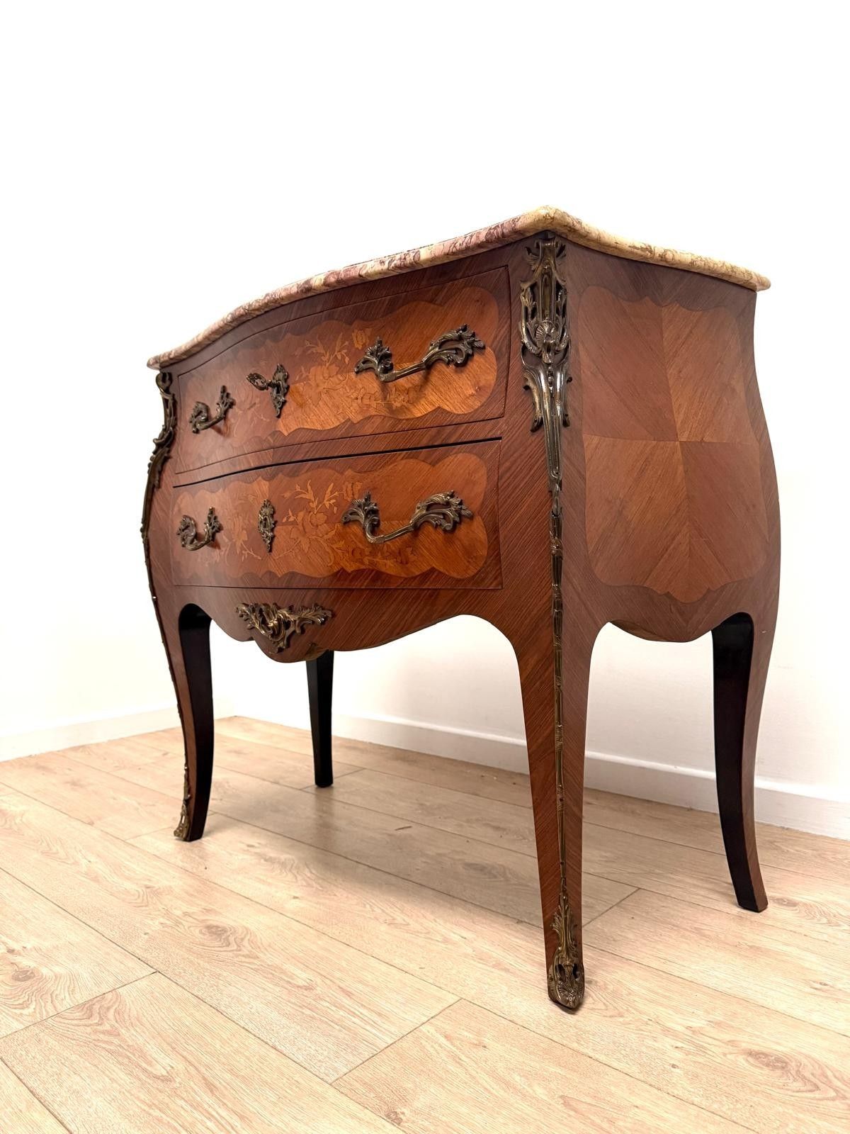 Louis XV Style Commode Superb Rare Sienna Pink Marble Delivery Available 0024 photo vintage