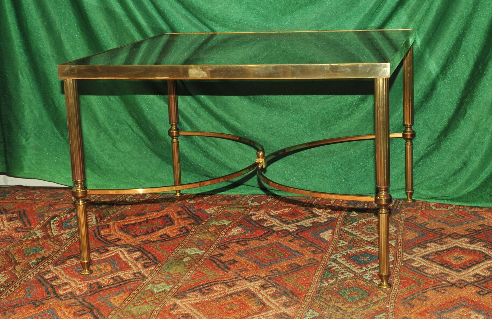 photo vinterior A Vintage French Mid C Maison Jansen Brass And Glass Table