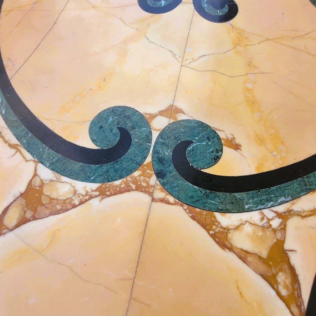 Important Coffee Table In Marble And Gilded Wood, Late 19th/Early 20th Century photo vinterior