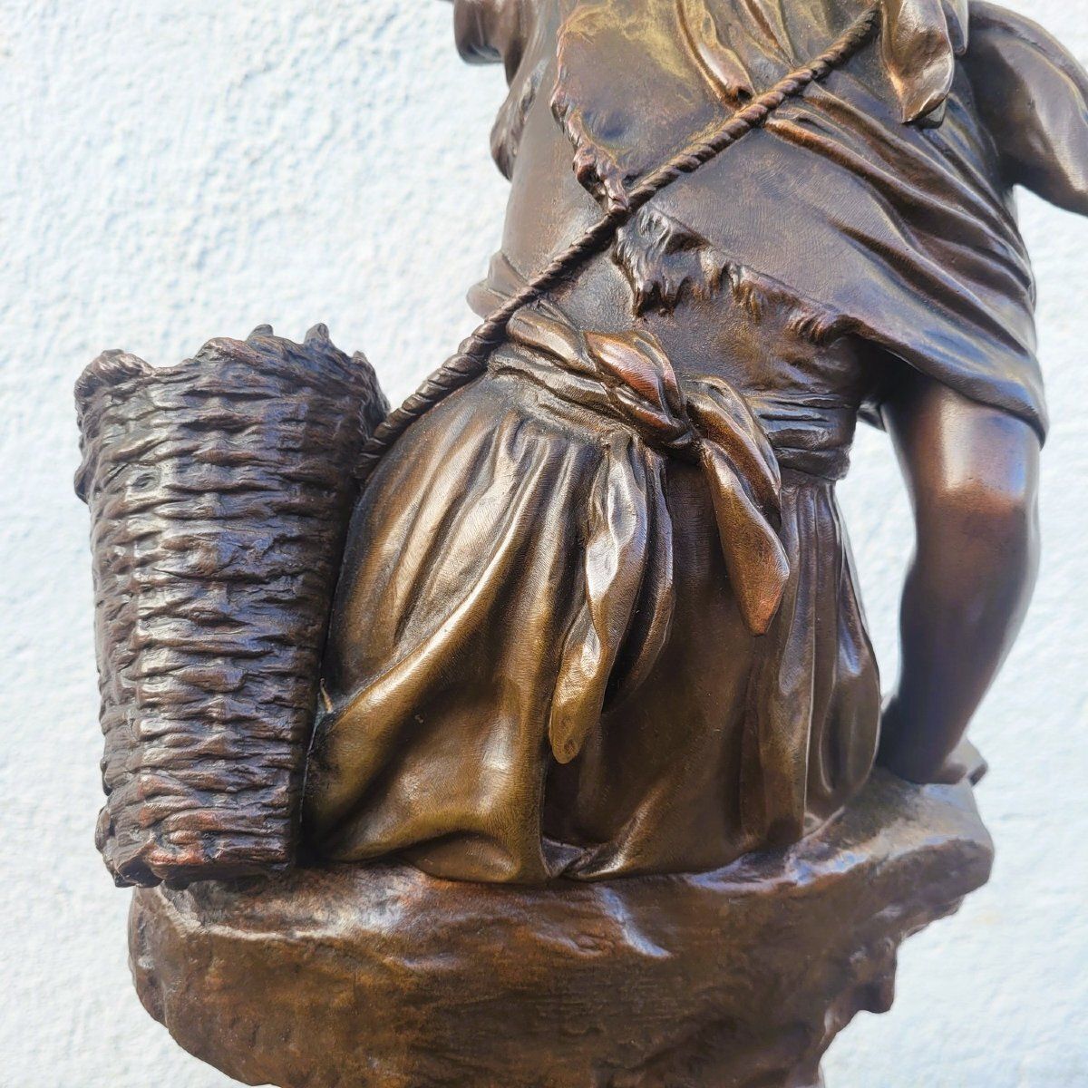 Math Moreau, The Mussel Diver, H72cm, Signed Bronze, Late 19th Century photo vintage