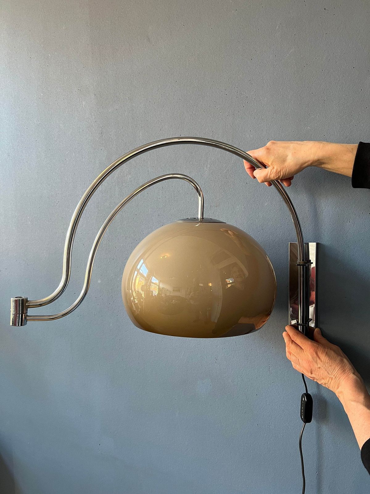 Mid Century Dijkstra Space Age Dubbele Boog Paddenstoellamp (Wandlamp) photo vinterior