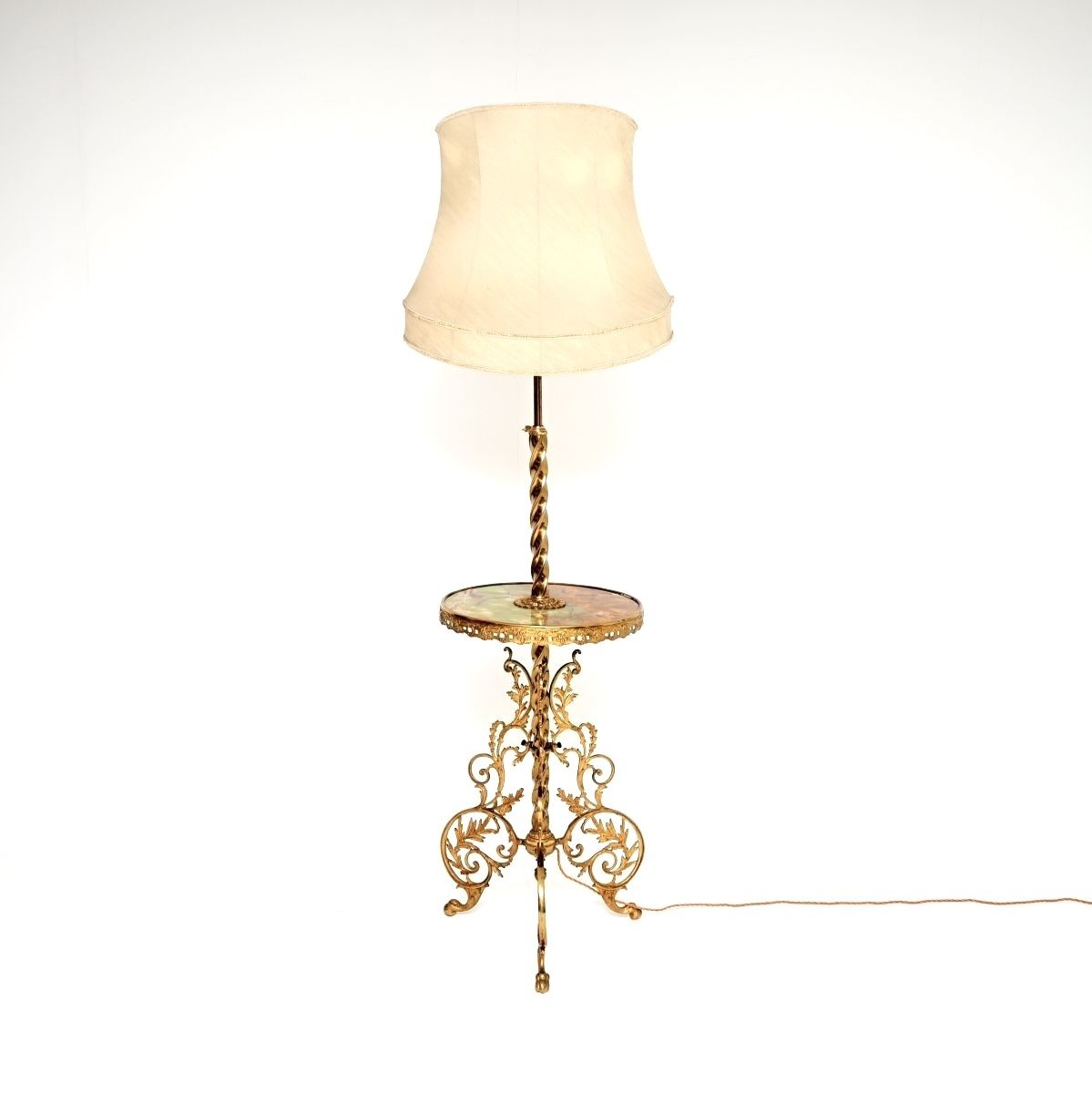 Antique French Onyx And Brass Floor Lamp