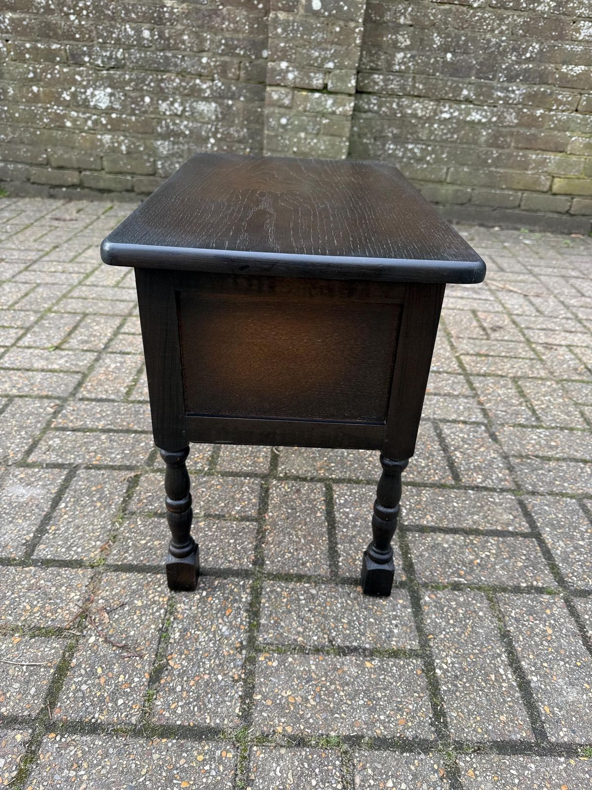 110.0 Vintage Early Mid 1900s Oak Veneer Storage Bench In Jacobean Revival Style photo