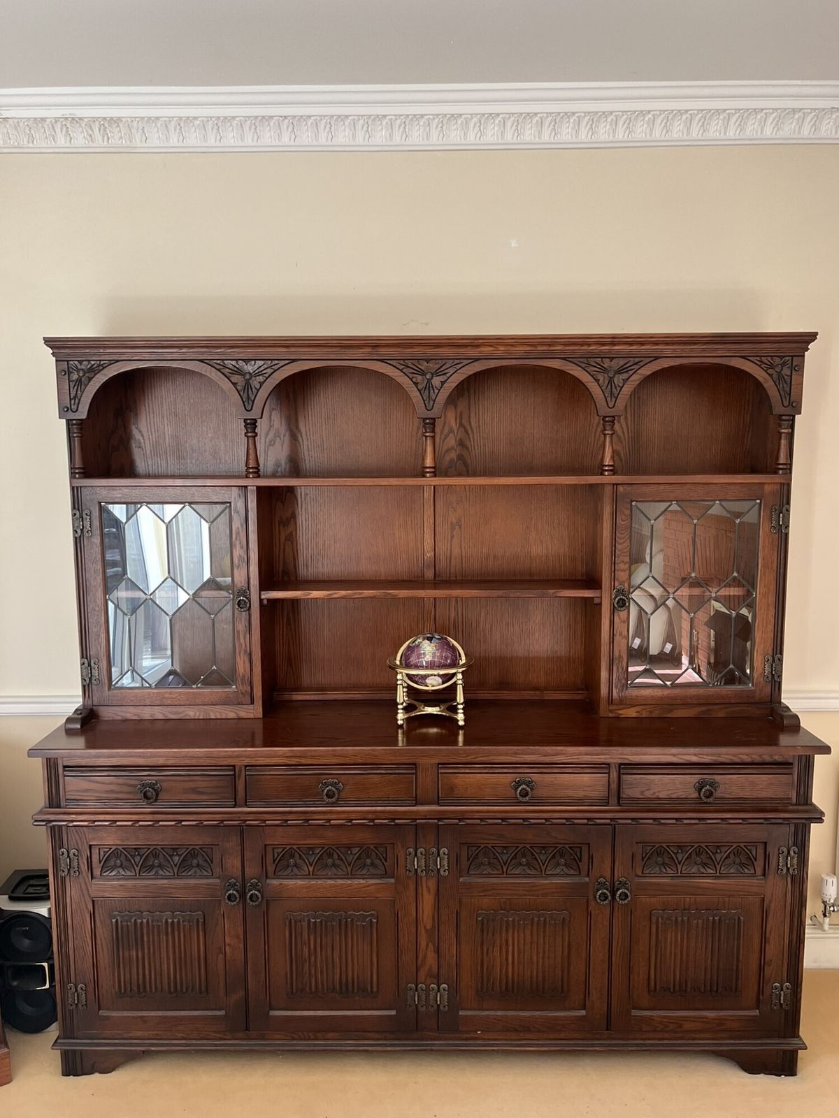 Wood Bros Old Charm Sovereign Dresser Sideboard With A Tudor Brown Traditional Finish