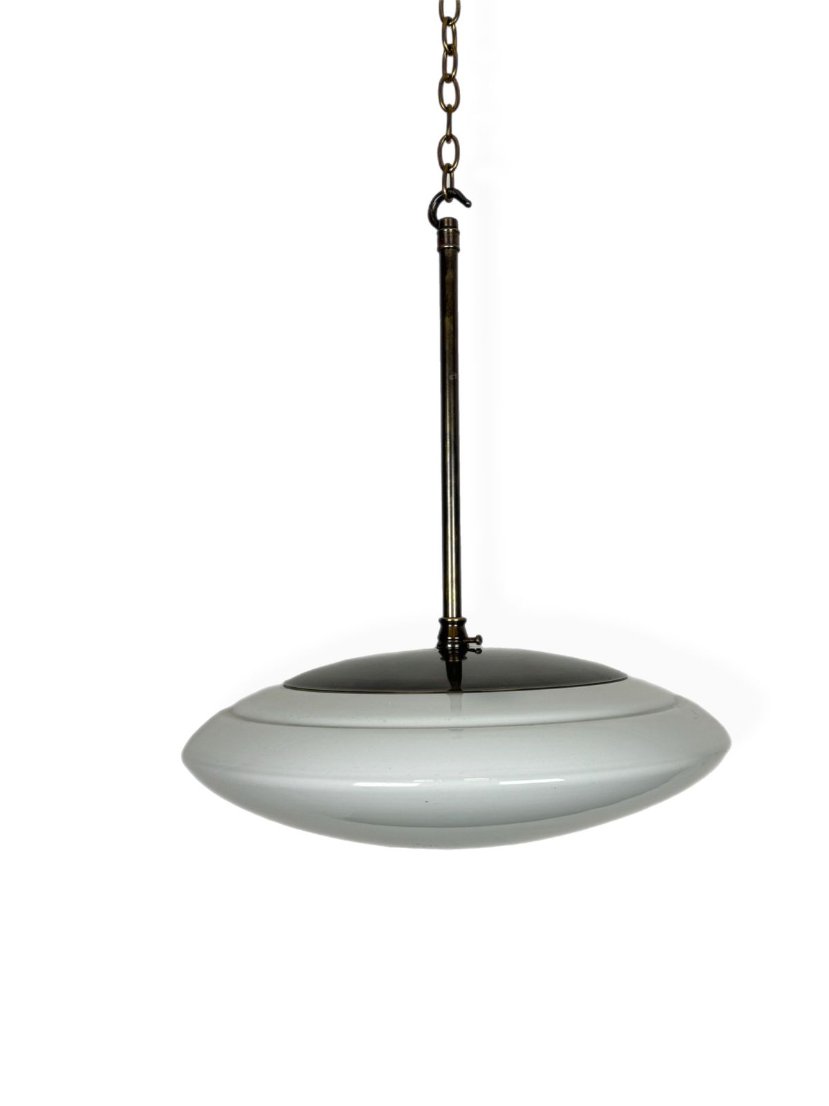 Slim Art Deco Opaline Pendant Light White Glass Lighting (55199)