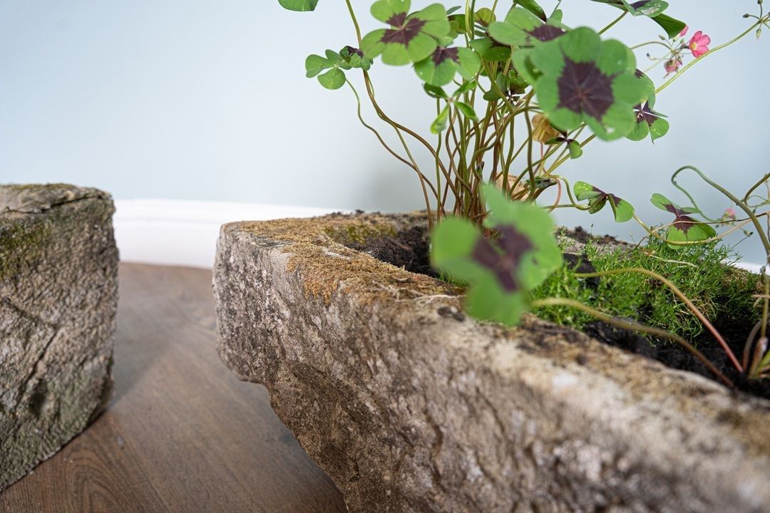 photo furniture Set Of Antique Stone Garden Planters