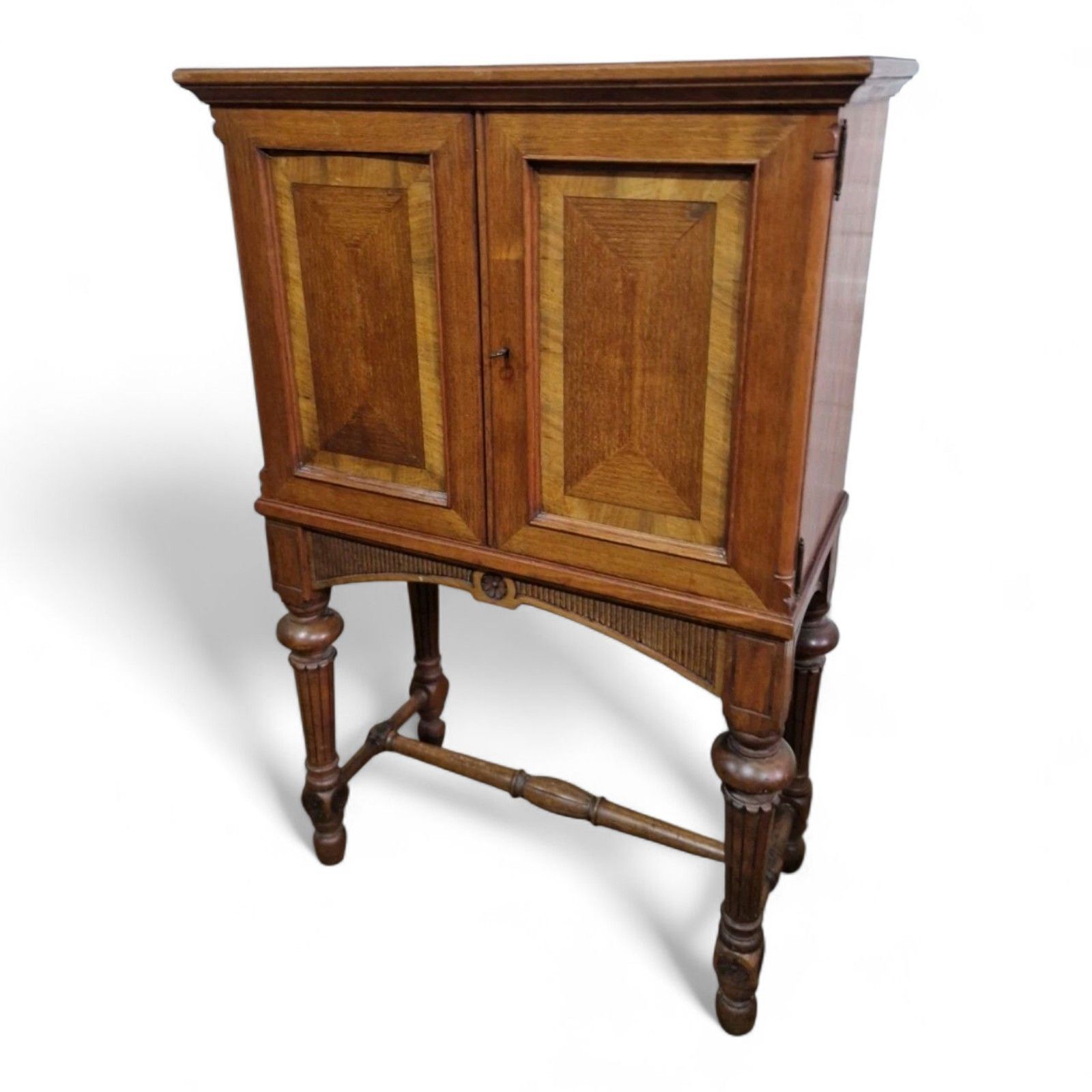 Antique Continental Side Cabinet / Lnlaid + Carved Double Door Cupboard On Stand photo buy
