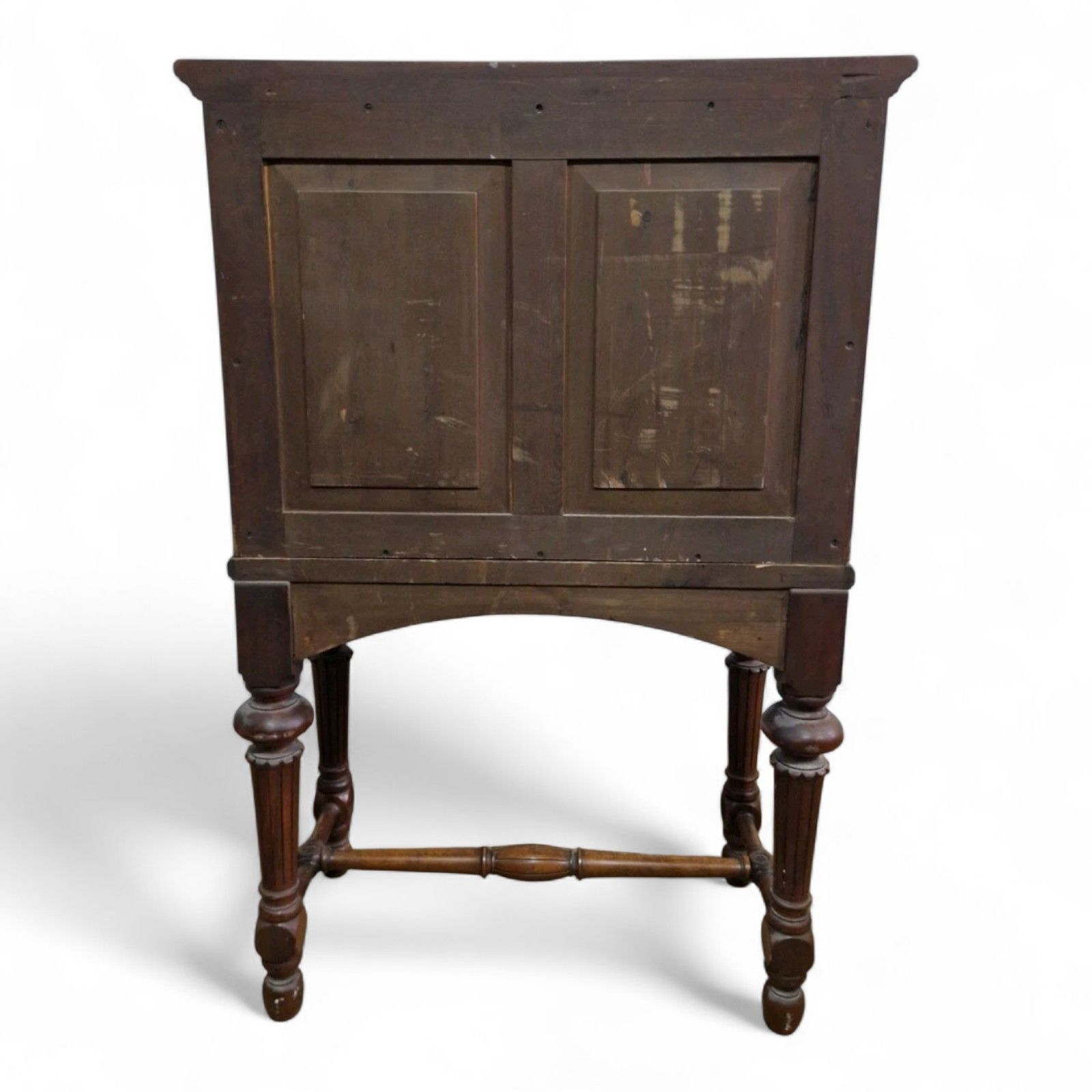 photo buy Antique Continental Side Cabinet / Lnlaid + Carved Double Door Cupboard On Stand