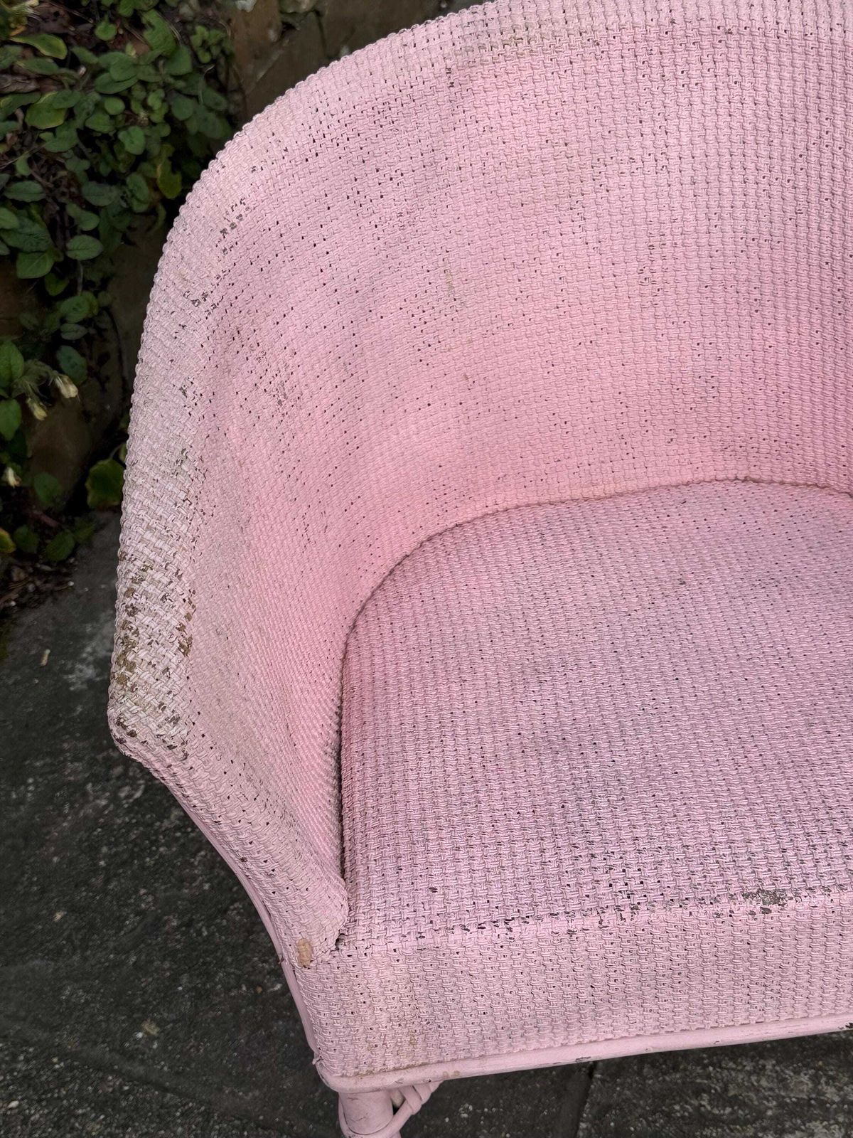 Furniture Vintage 1950s Child's Pink Lloyd Loom Style Tub Chair With Woven Seat photo