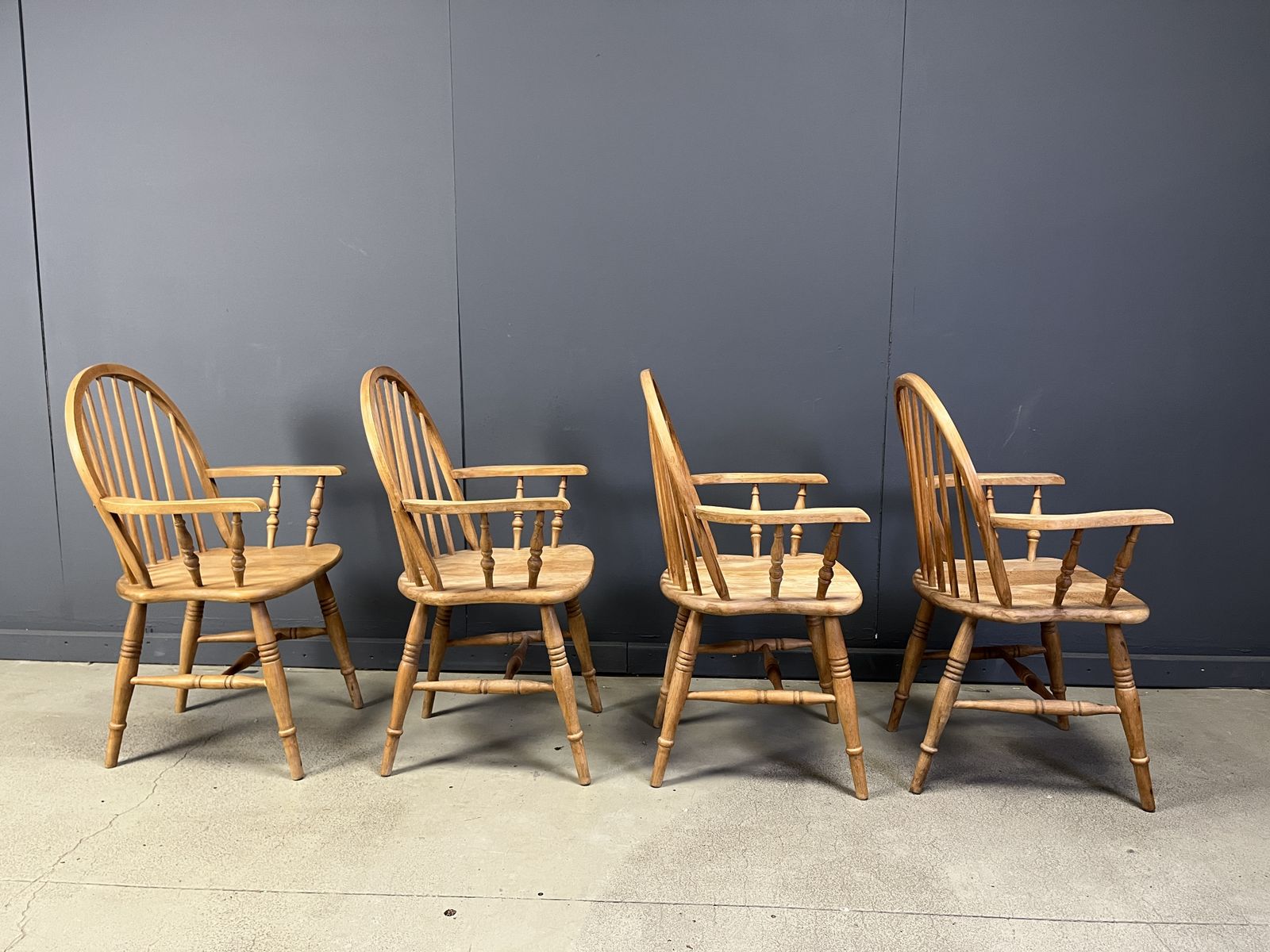 Beautiful English Windsor Style Dining Chairs, Set Of 4 photo Furniture