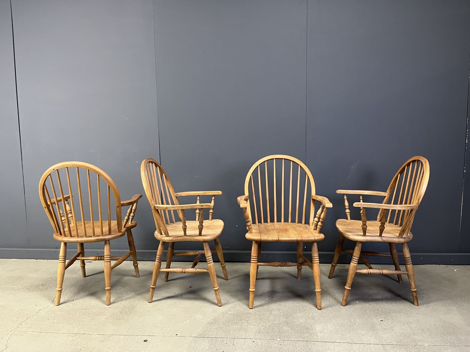 Beautiful English Windsor Style Dining Chairs, Set Of 4 photo 800.0