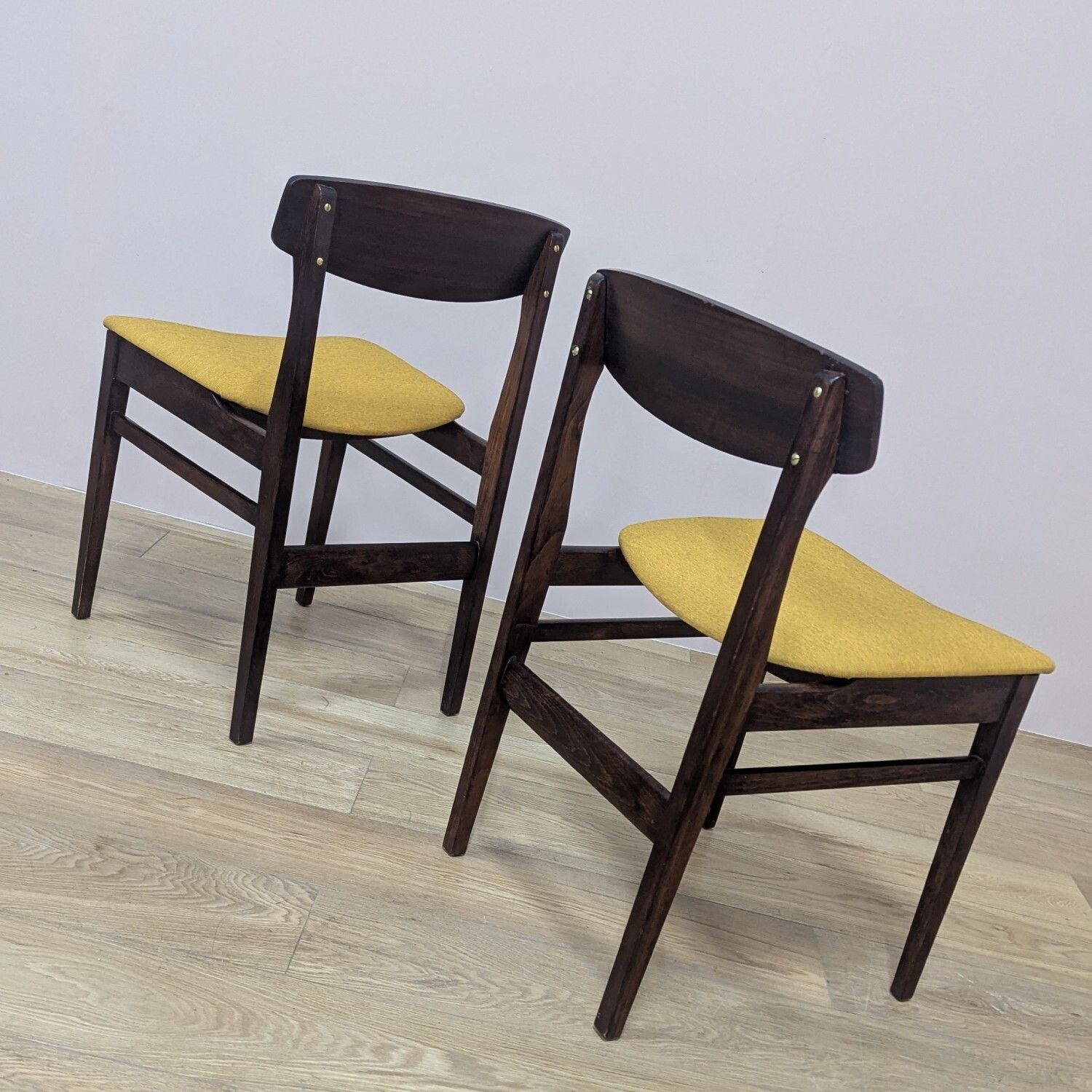 Furniture Set Of Four 1960's Beautility Teak Dining Chairs   New Upholstery photo