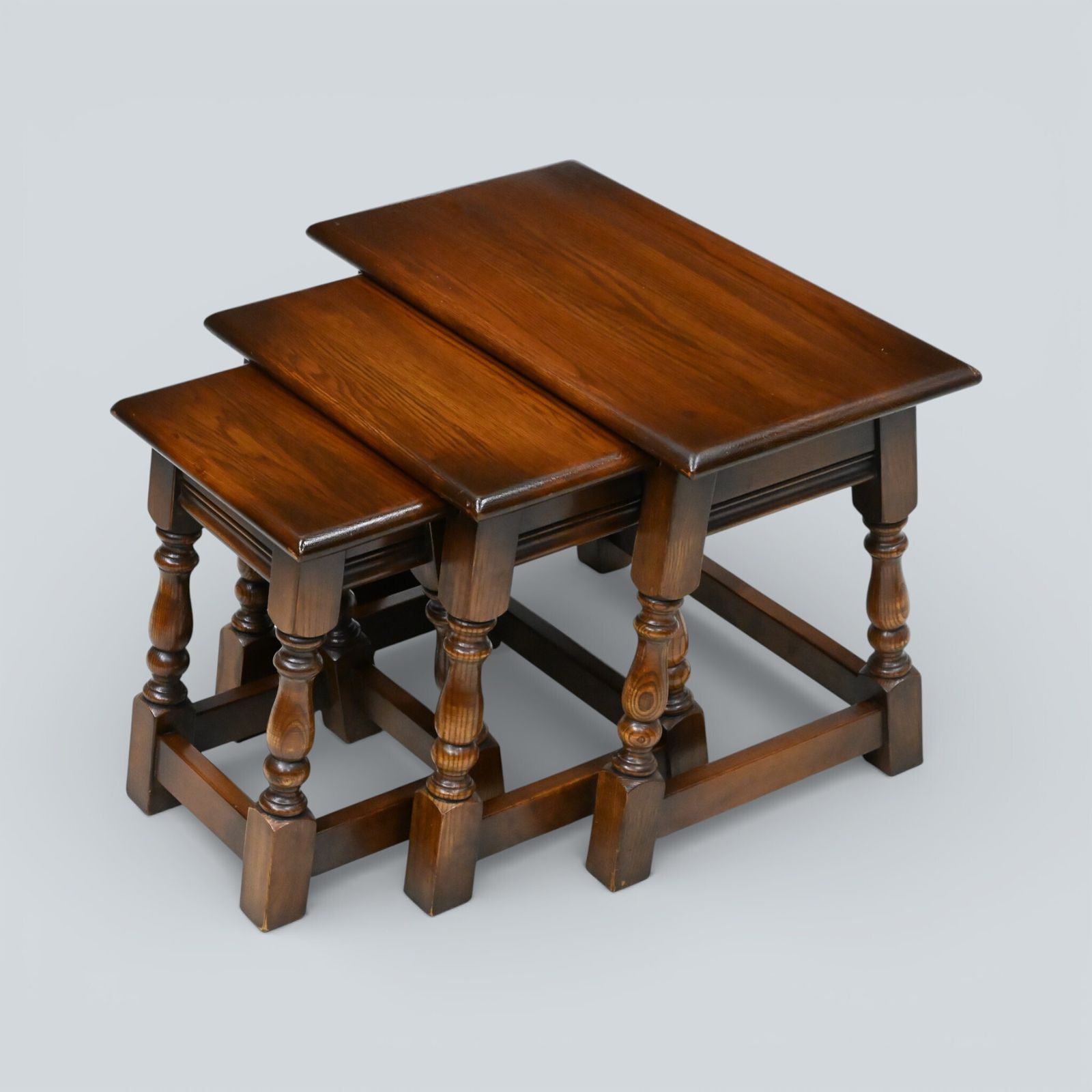 Old Charm Nest Of Tables Solid Oak Model 1494 "Tudor Brown" Finish Free Delivery