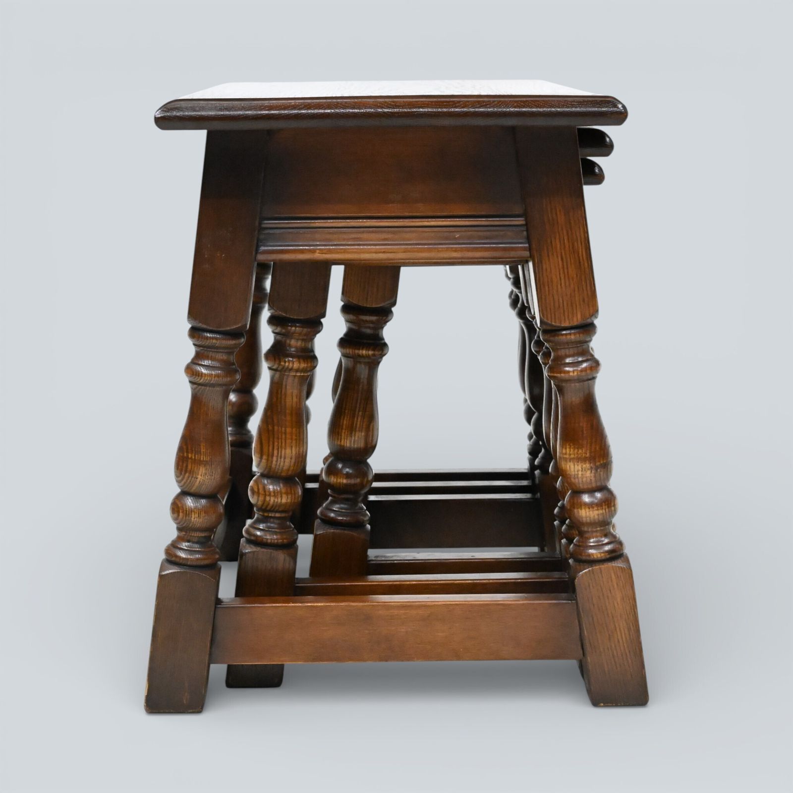 227.0 Old Charm Nest Of Tables Solid Oak Model 1494 "Tudor Brown" Finish Free Delivery photo