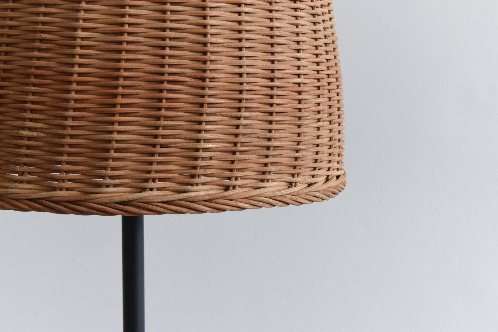 Vintage Ikea 'Trubadur' Metal Black Floor Lamp With 'Bäk' Rattan Lampshade photo furniture
