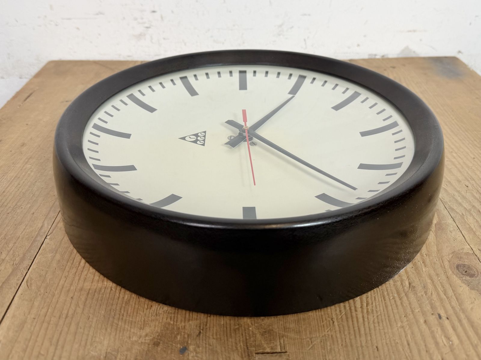 189.0 Industrial Brown Bakelite Factory Wall Clock From Pragotron, 1960s photo