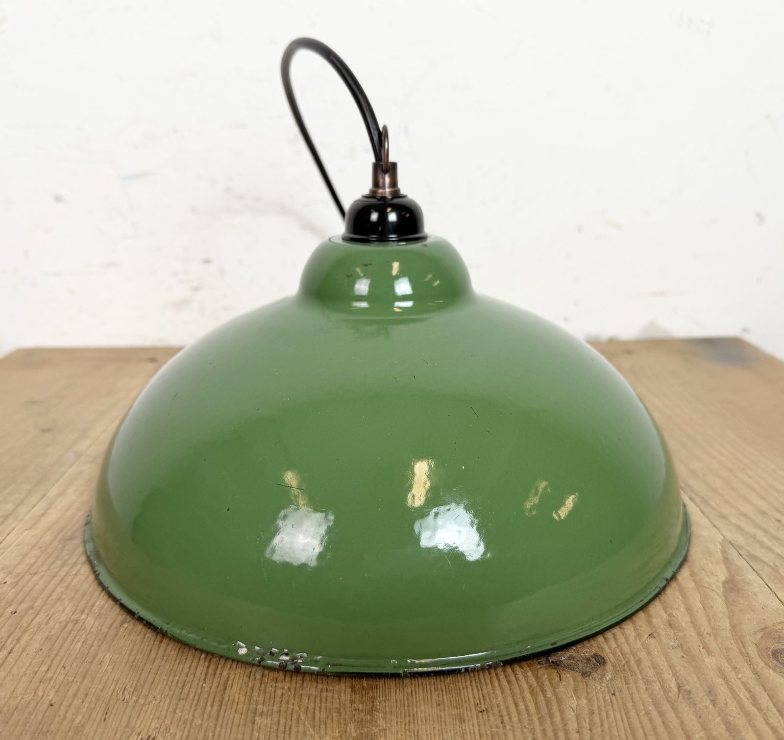 photo buy Industrial Green Enamel Factory Pendant Lamp, 1960s, 2x