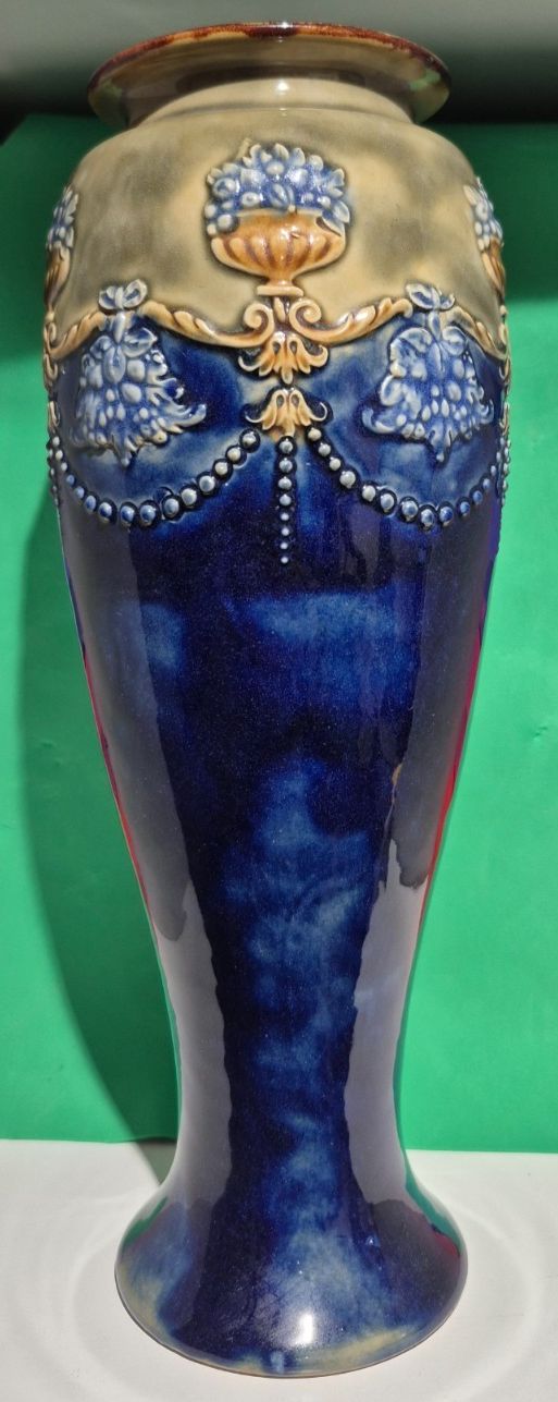 Victorian Pair Of  Royal Doulton Vases By Annie Partridge 30cm Pattern 6698 photo for sale
