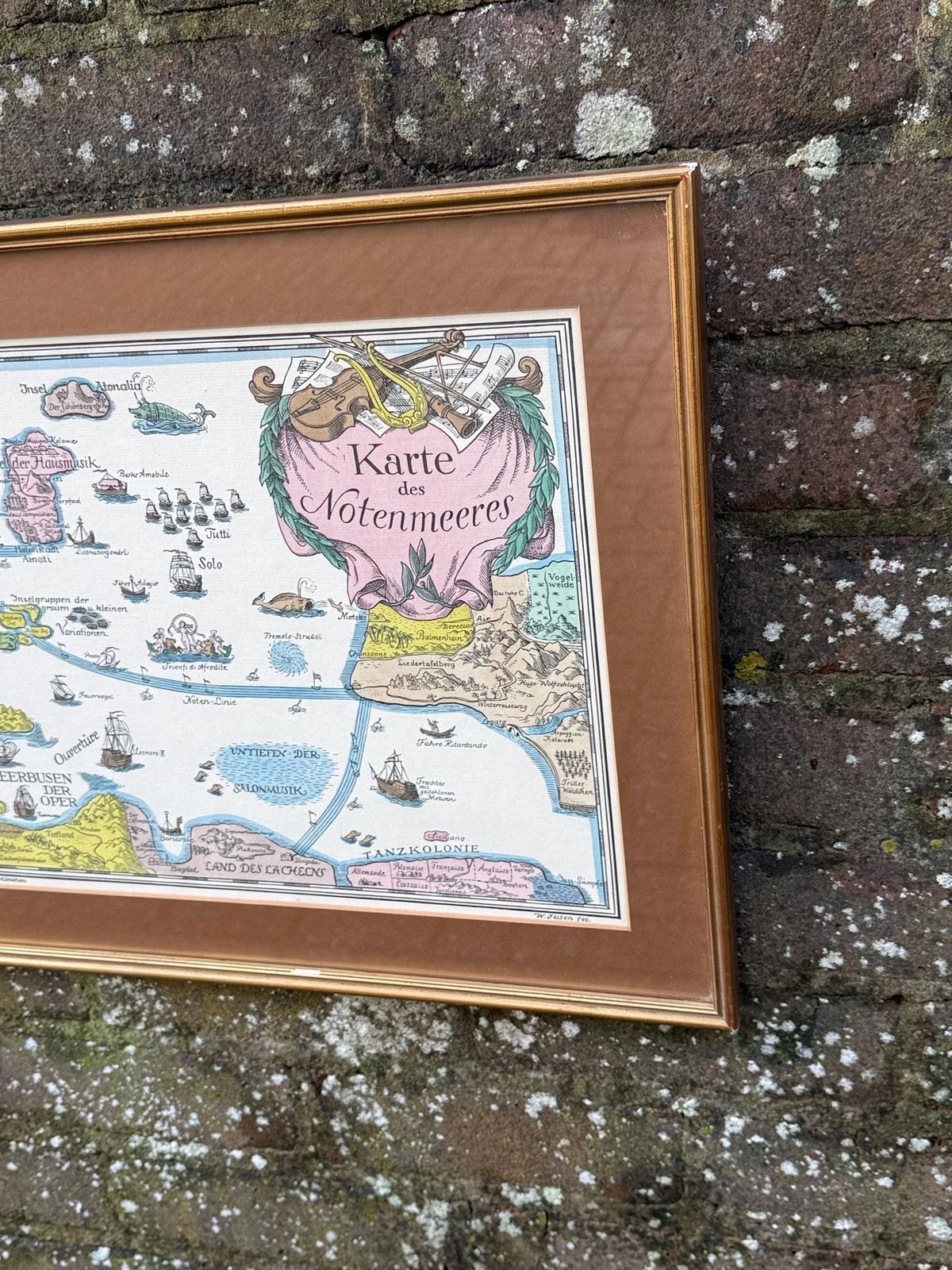 photo furniture Unusual Vintage Music Map   German Karte Des Notenmeeres Musical Map Framed Print