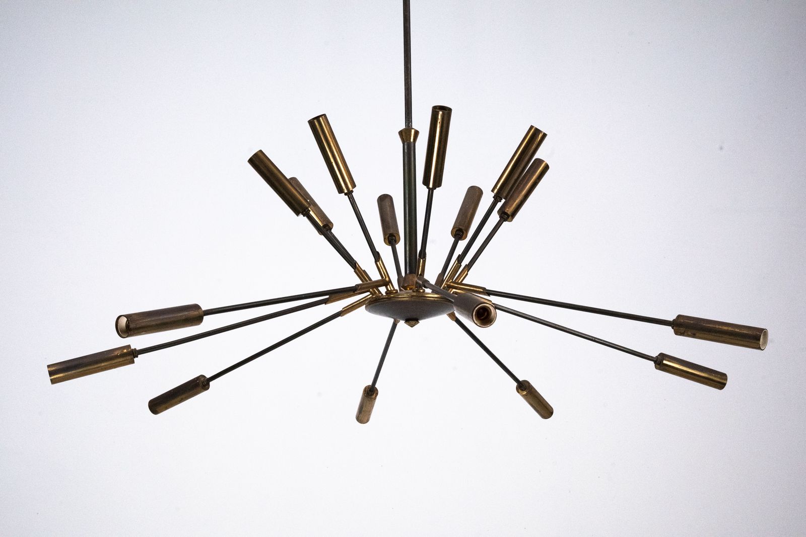 Rare Stilnovo 16 Arm Brass Sputnik Chandelier – 92 Cm Diameter – Italy, 1950s photo furniture