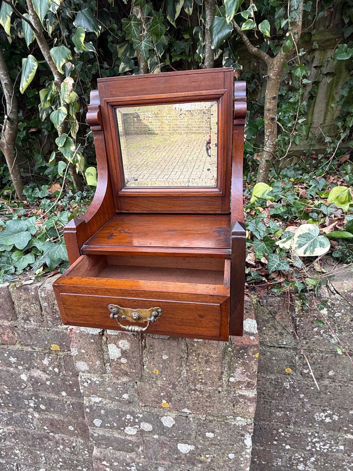 Vintage Art Deco Dressing Table Mirror With Drawer And Aged Glass photo 100.0